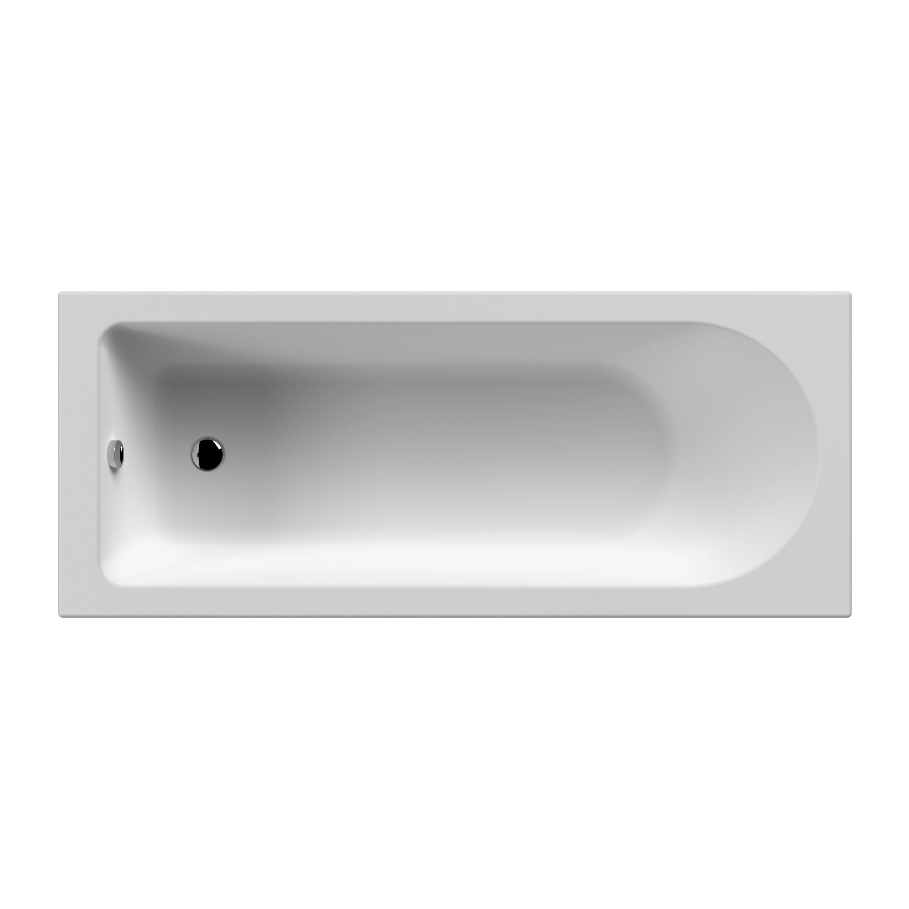 Nuie Barmby Single Ended Bath with Leg Set, Durable Arcylic Space Saving Design Bath, Fits Bath Panels and Screens for Modern Bathrooms in White Finish, 1600 x 700mm