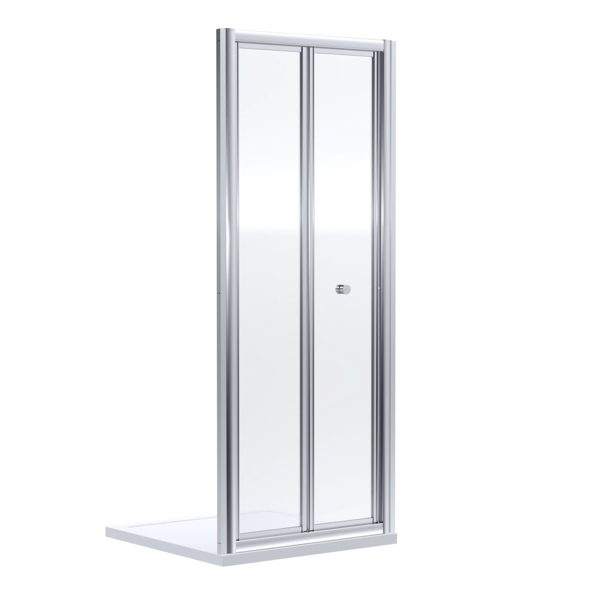 Nuie Rene Bi-Fold Shower Door, Durable Toughened Glass Space-Saving Folding Screen, Reversible Fit Bifold Shower Enclosure or Bath Screen in Chrome Frame, 760mm