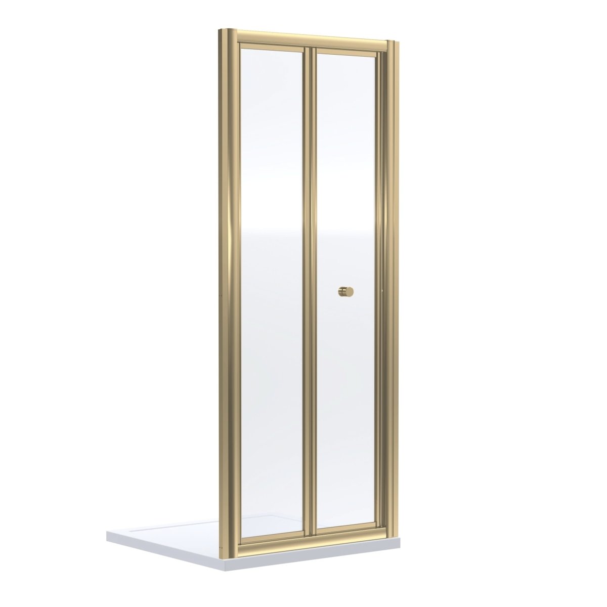 Nuie Rene Bi-Fold Shower Door, Durable Toughened Glass Space-Saving Folding Screen, Reversible Fit Bifold Shower Enclosure or Bath Screen in Brushed Brass Frame, 700mm