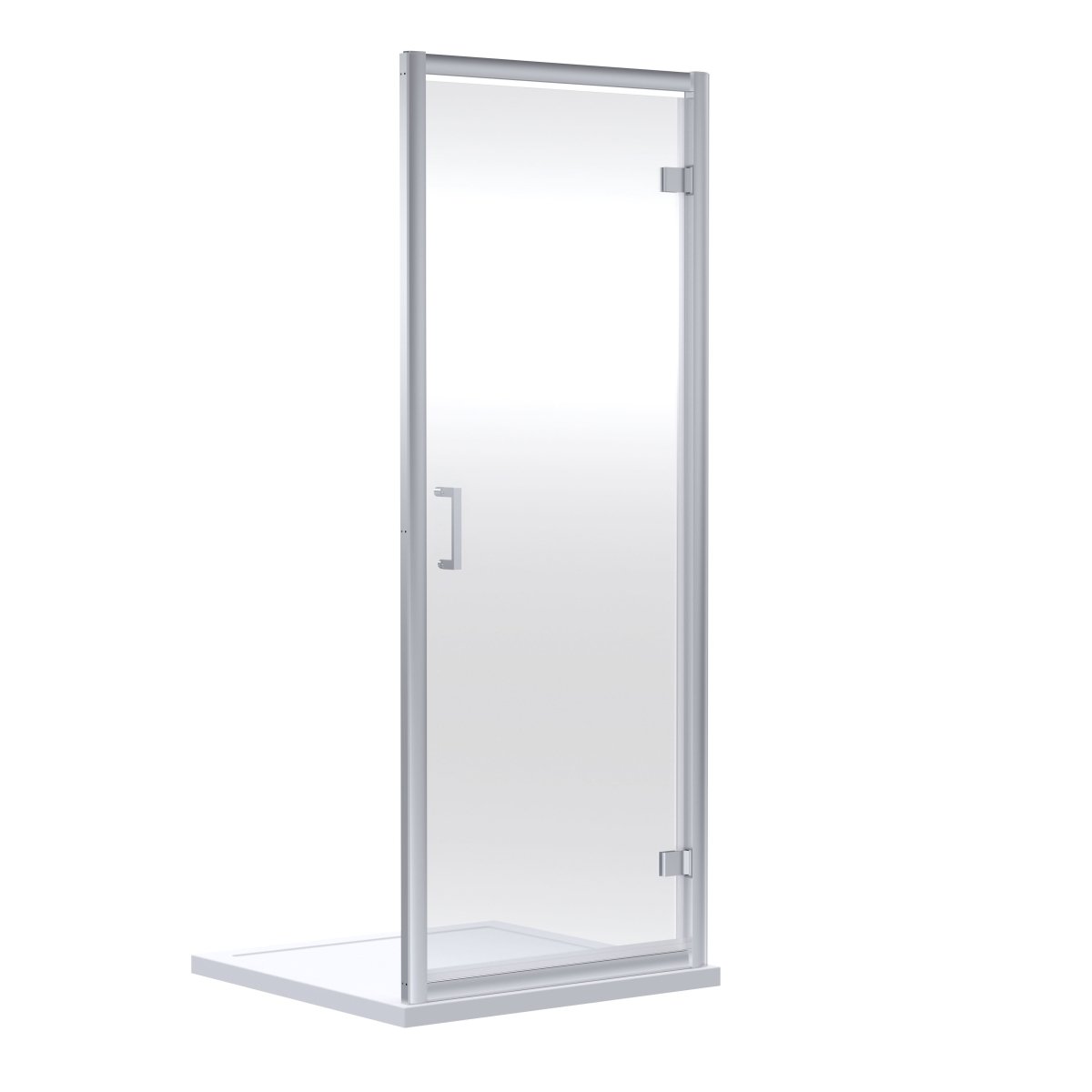 Nuie Rene Hinged Shower Door, Aluminium Semi-Frameless Glass Shower Screen, Durable Fixed Enclosure in Chrome, 1900 x 700mm
