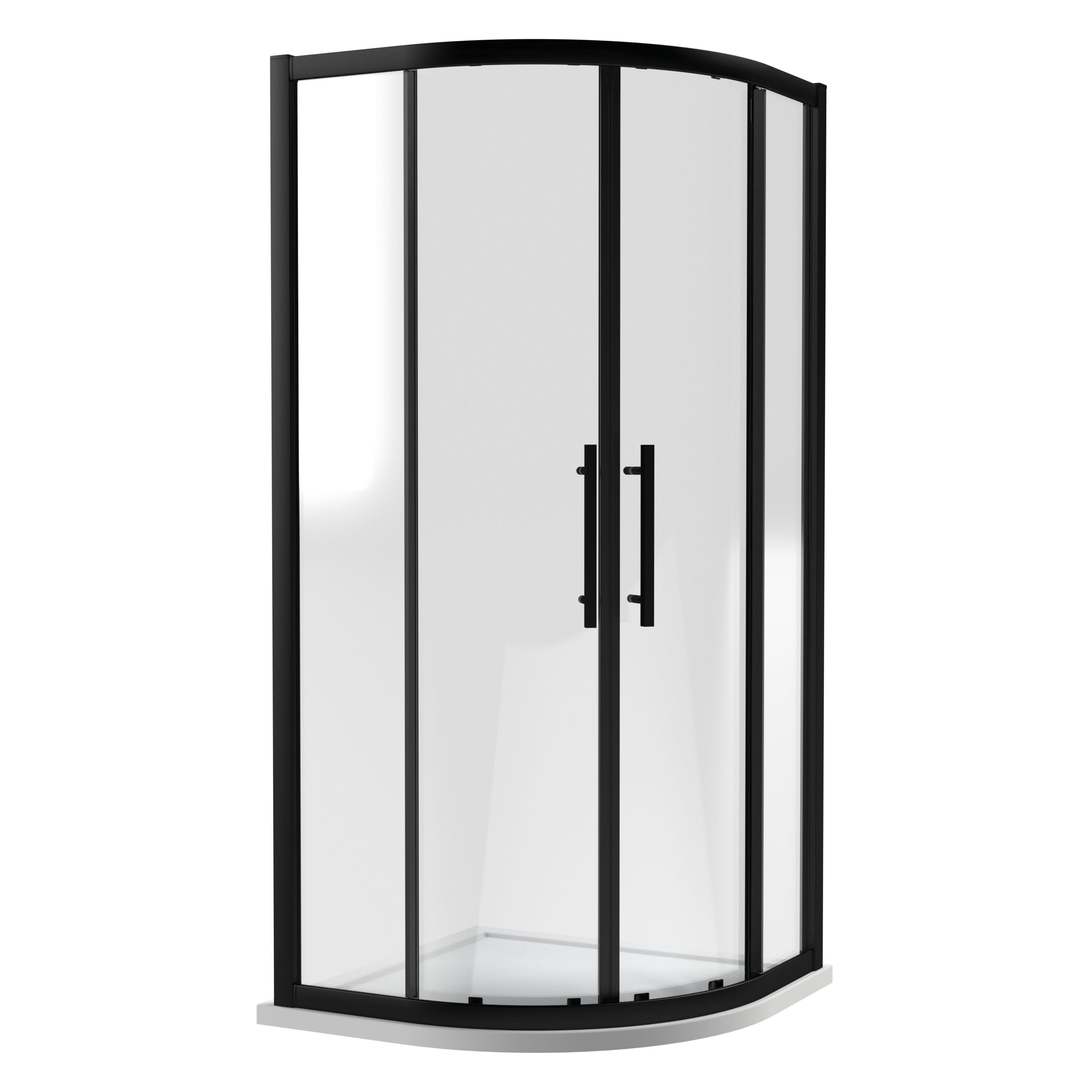 Hudson Reed Apex Quadrant Shower Enclosure, Durable Glass Sliding Doors & Minimalist T-Bar Handles Enclosure in Matt Black, 1000mm