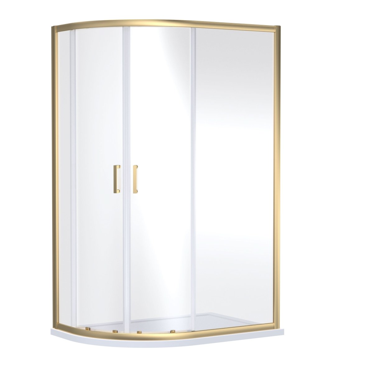 Nuie Rene Offset Quadrant Shower Enclosure, Durable Sliding Doors Glass Shower Screen in Brushed Brass Finish, 1900 x 1000 x 800mm