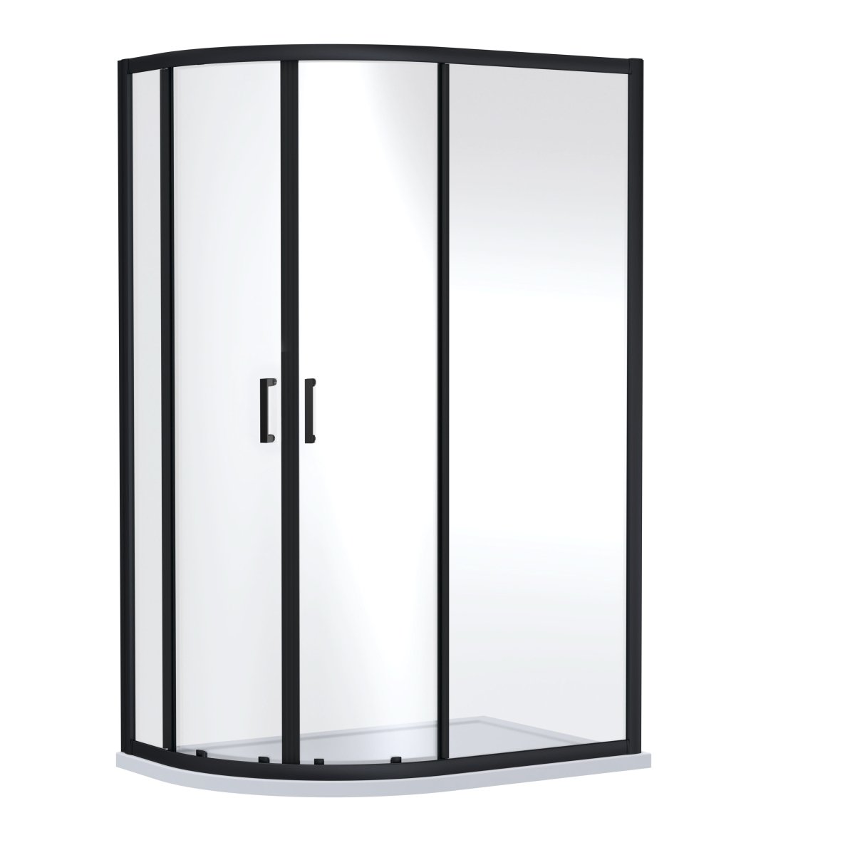 Nuie Rene Offset Quadrant Shower Enclosure, Toughened Glass Sliding Shower Doors with Reversible Design in Matt Black, 1200 x 800mm