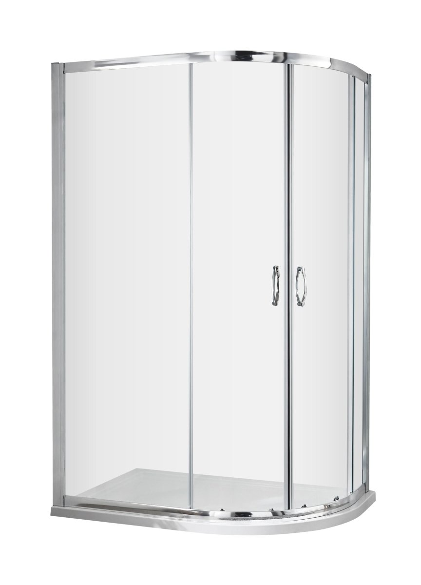 Hudson Reed Ella Offset Quadrant Shower Enclosure, Durable Sliding Glass Doors Shower Screen in Chrome, 1850 x 1000 x 800mm