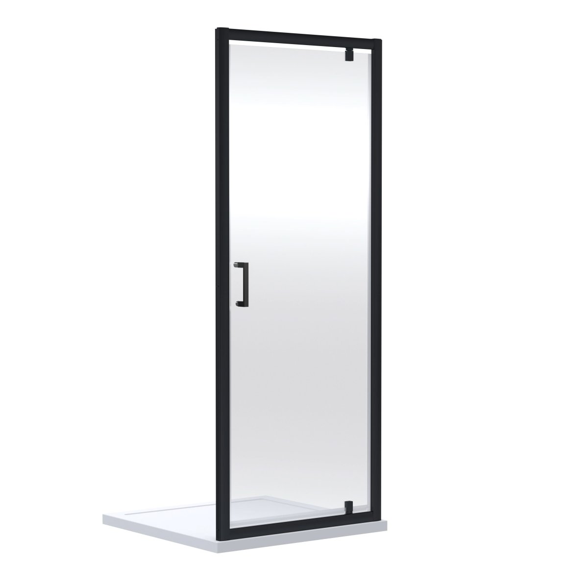Nuie Rene Pivot Shower Door, Durable Toughened Glass with Reversible Outward Opening, Modern Enclosure in Matt Black, 1900 x 760mm