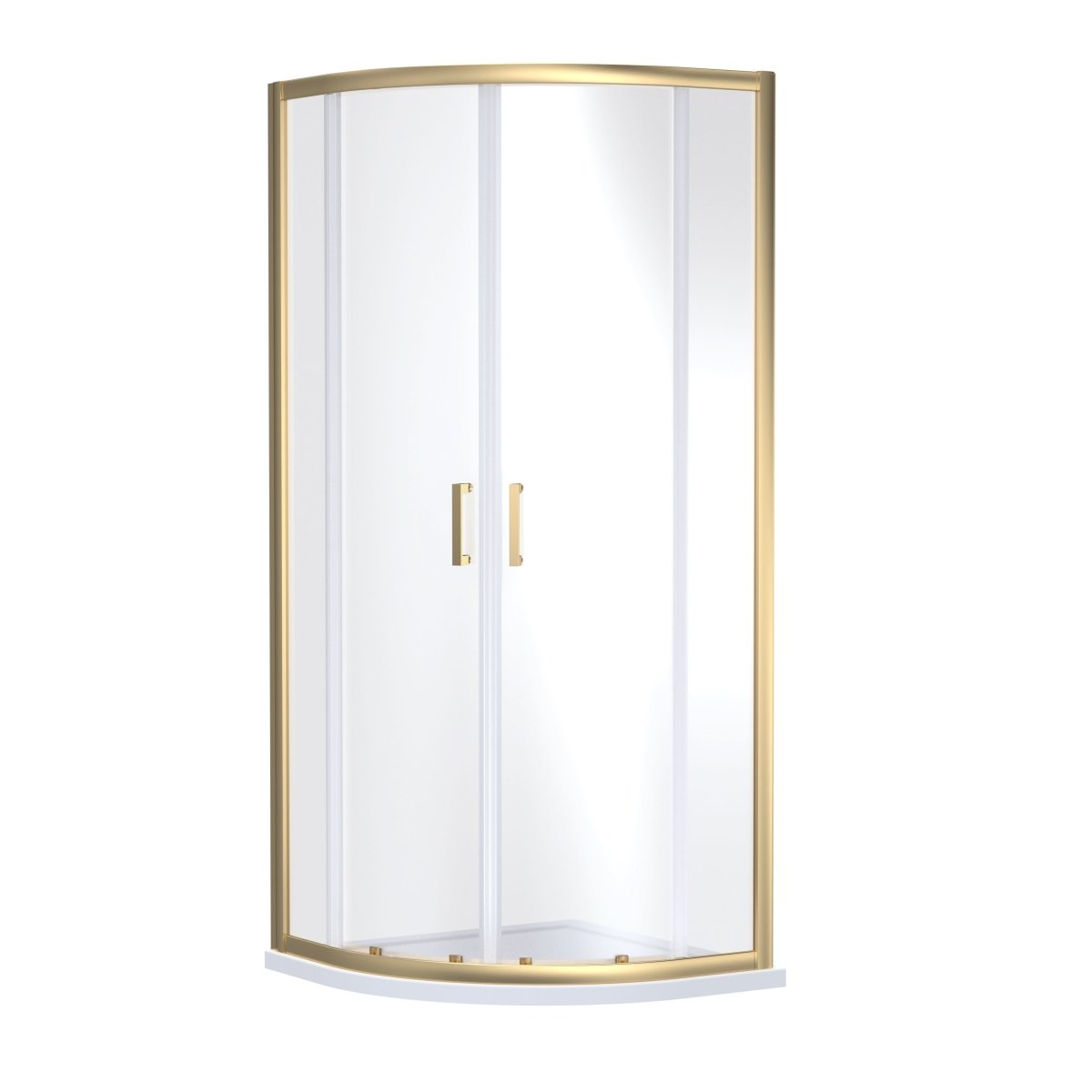 Nuie Rene Offset Quadrant Shower Enclosure, Toughened Glass Sliding Shower Doors with Reversible Design in Brushed Brass, 800 x 800mm