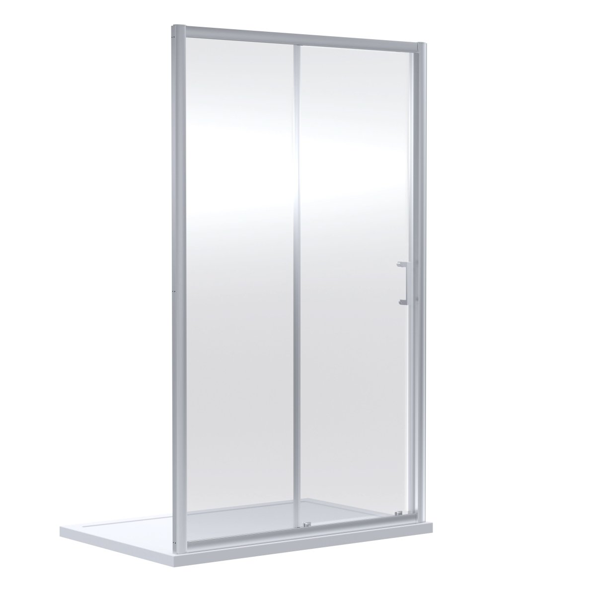 Nuie Rene Sliding Shower Door with D Shape Handle, Durable Toughened Glass Reversible Enclosure in Chrome Frame, 1900 x 1000mm