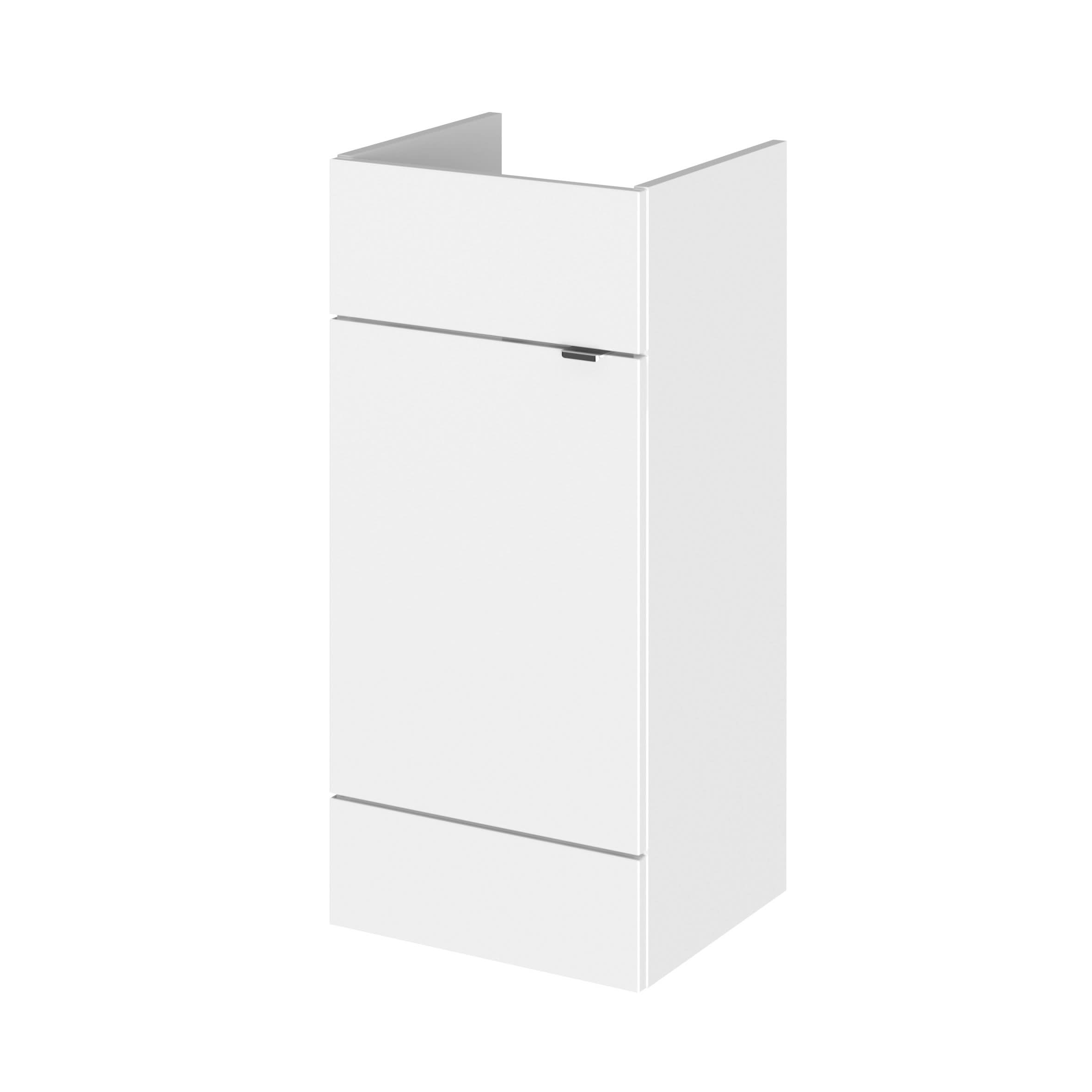 Hudson Reed Fusion Floor Standing Vanity Unit, Modern 1 Soft Close Door Compact Storage Bathroom Sink Unit in Gloss White, 400mm