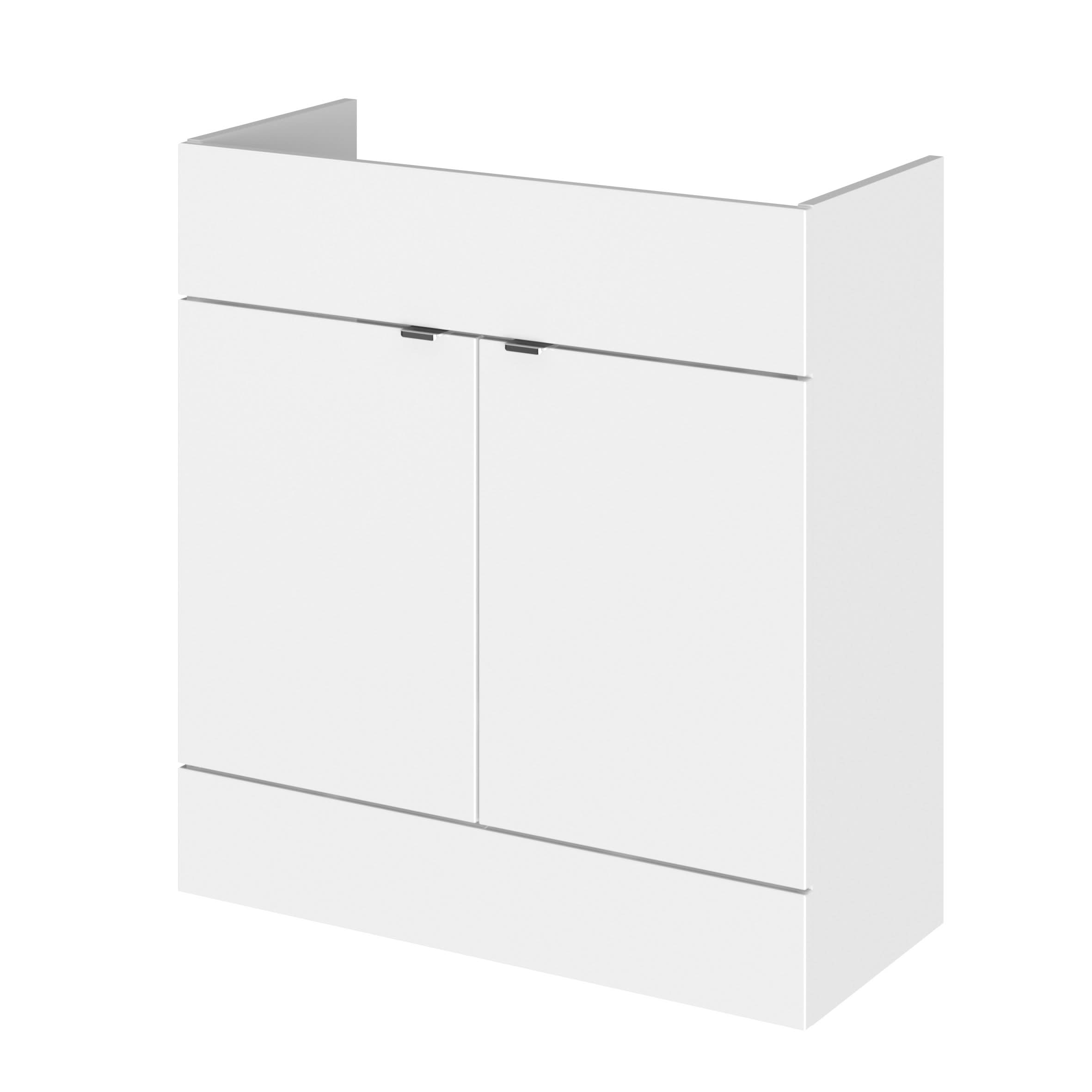 Hudson Reed Fusion Fitted Floor Standing Vanity Unit, 1 Soft Close Door Compact Bathroom Unit in Gloss White, 800mm (355Mm Deep)