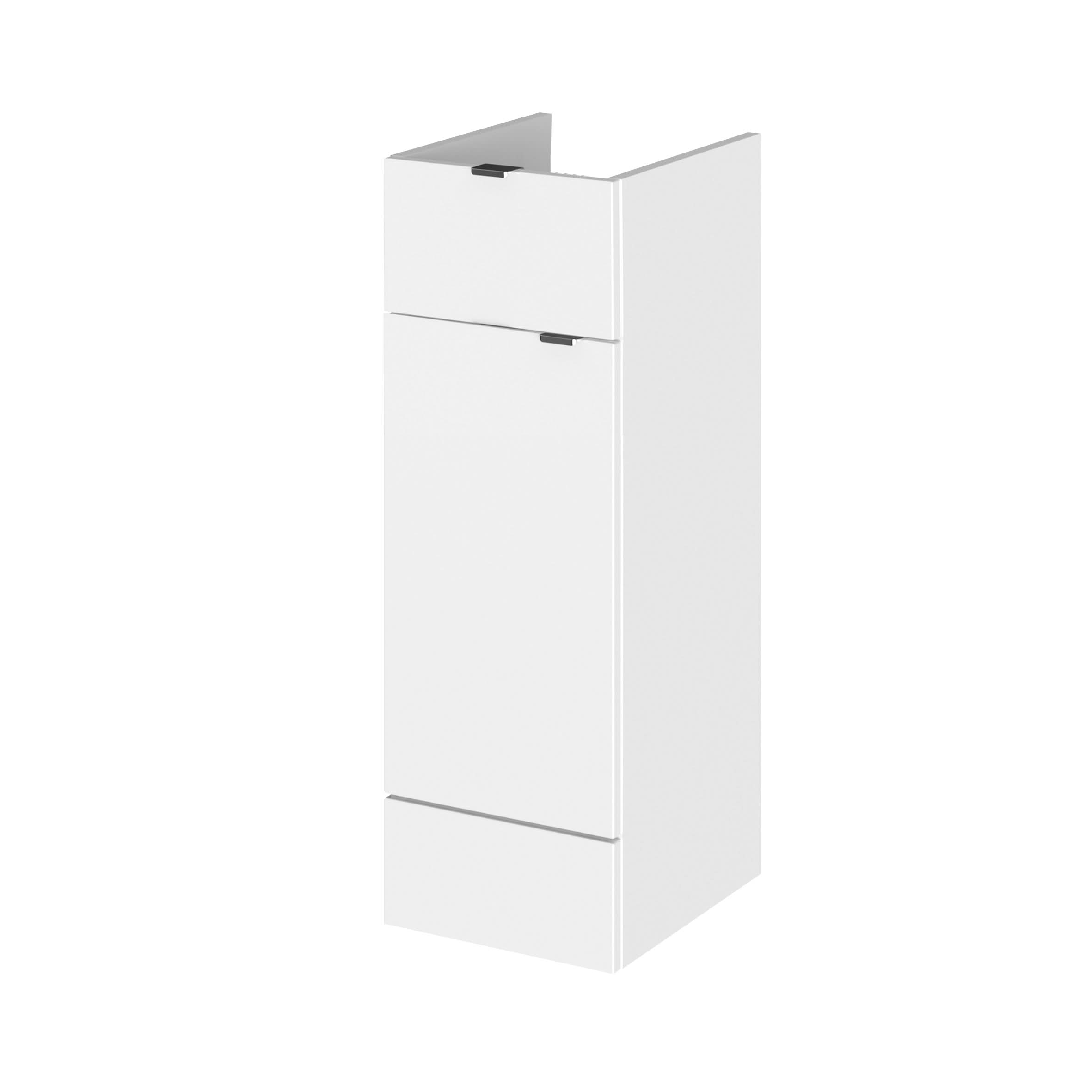 Hudson Reed Fusion Floor Standing Vanity Unit, Soft Close Single Door and Drawer Bathroom Sink Storage in Gloss White, 300mm