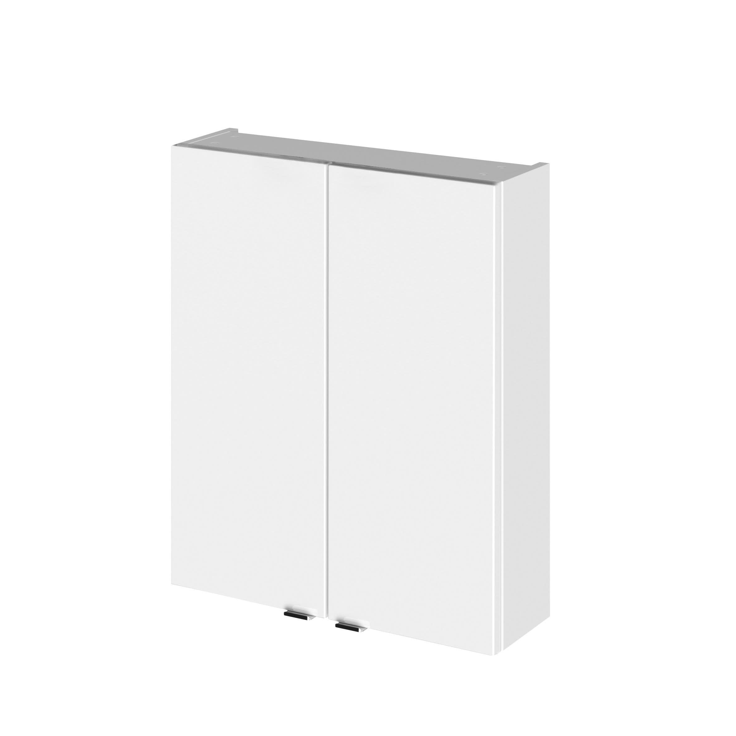 Hudson Reed Fusion Wall Hung 2 Soft Close Door Bathroom Vanity Unit Cabinet, Modern Bathroom Storage in Gloss White, 500mm