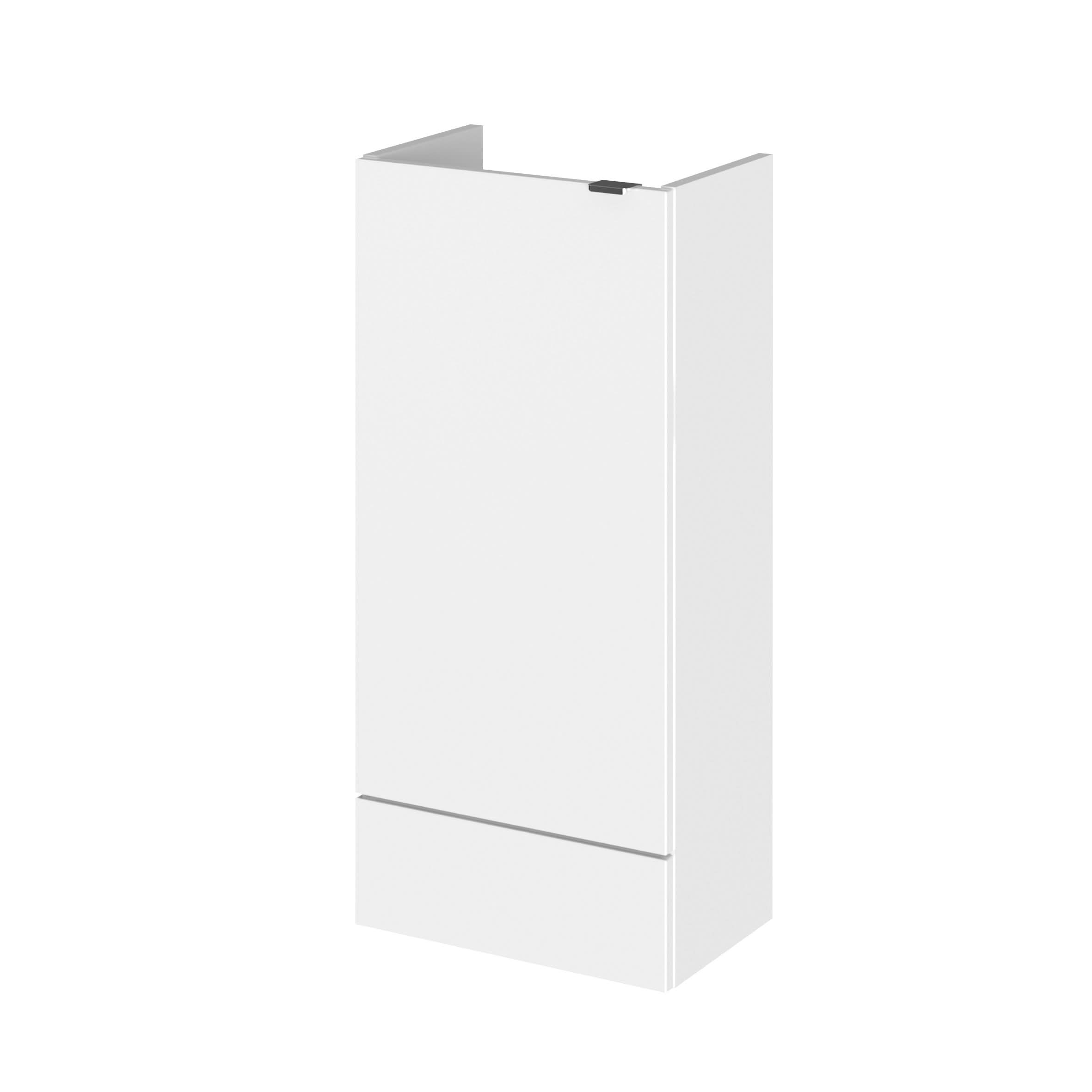 Hudson Reed Fusion Floor Standing Compact Base Unit, Bathroom Vanity Unit with Soft Close Door & Storage in Gloss White, 400mm
