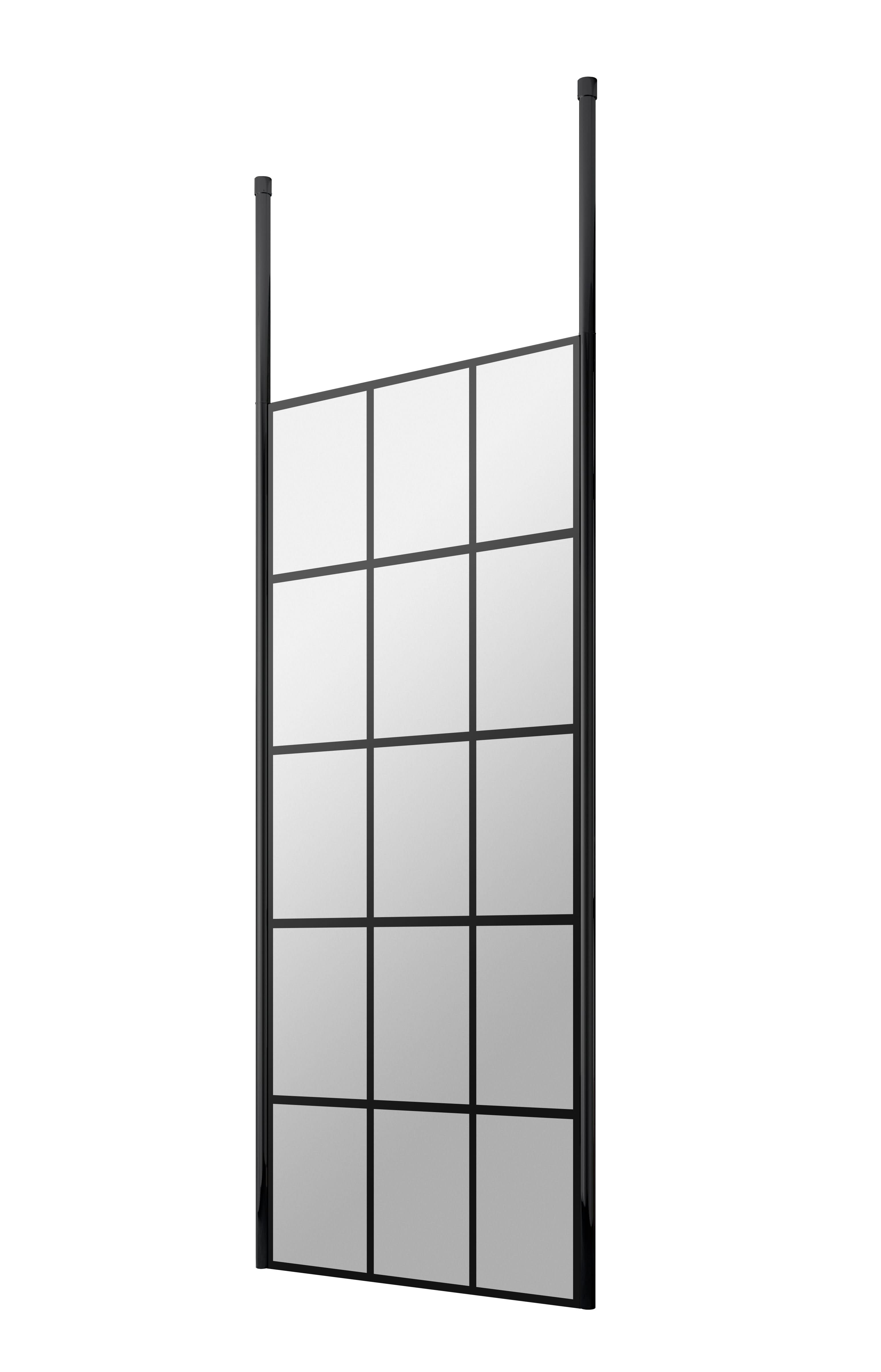 Hudson Reed 700mm Frame Wetroom Screen with Ceiling Posts, 8mm Toughened Safety Glass, Stylish Wetroom Screens for Modern Bathrooms, Matt Black