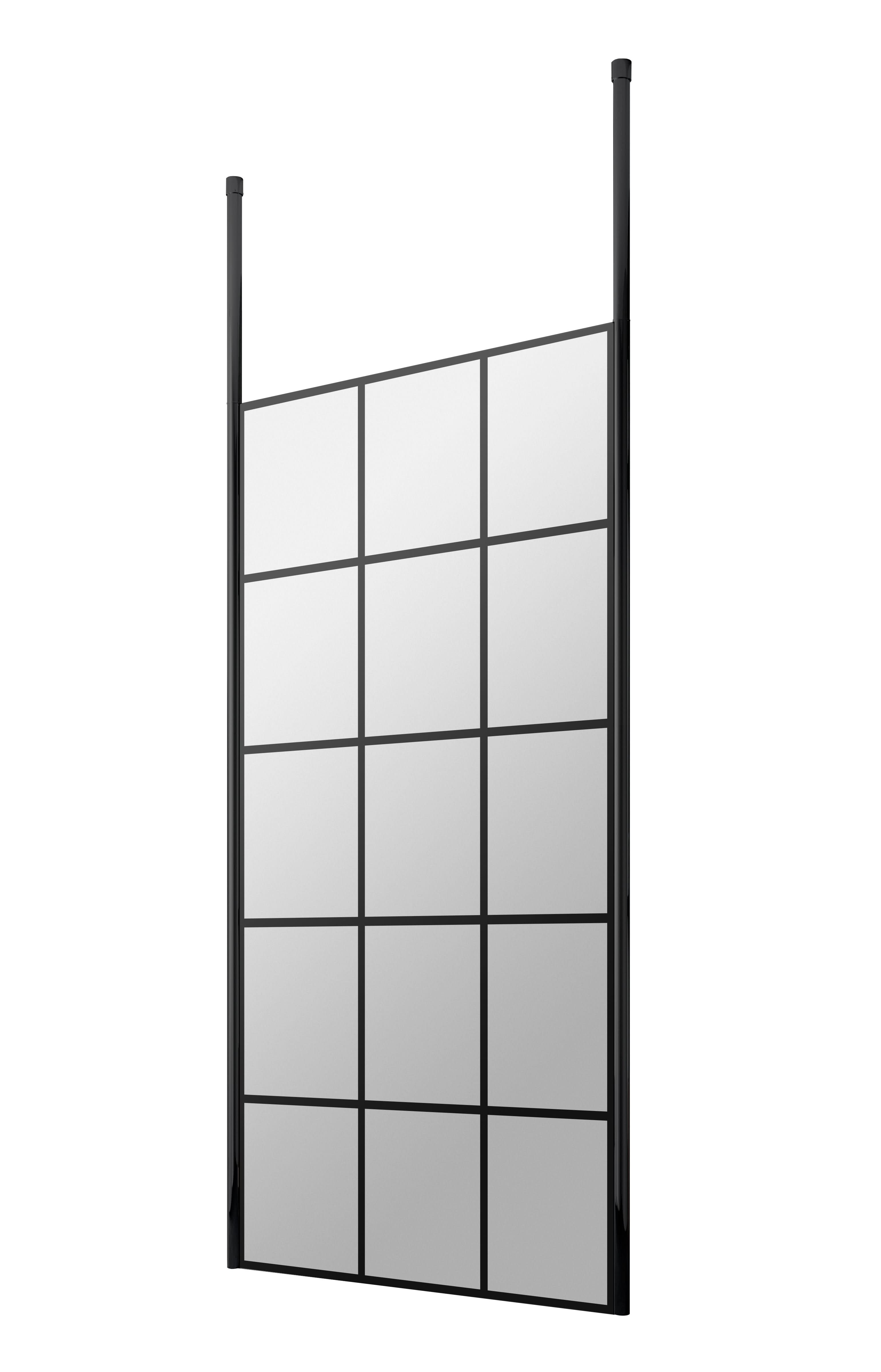 Hudson Reed 800mm Frame Wetroom Screen with Ceiling Posts, 8mm Toughened Safety Glass, Stylish Wetroom Screens for Modern Bathrooms, Matt Black