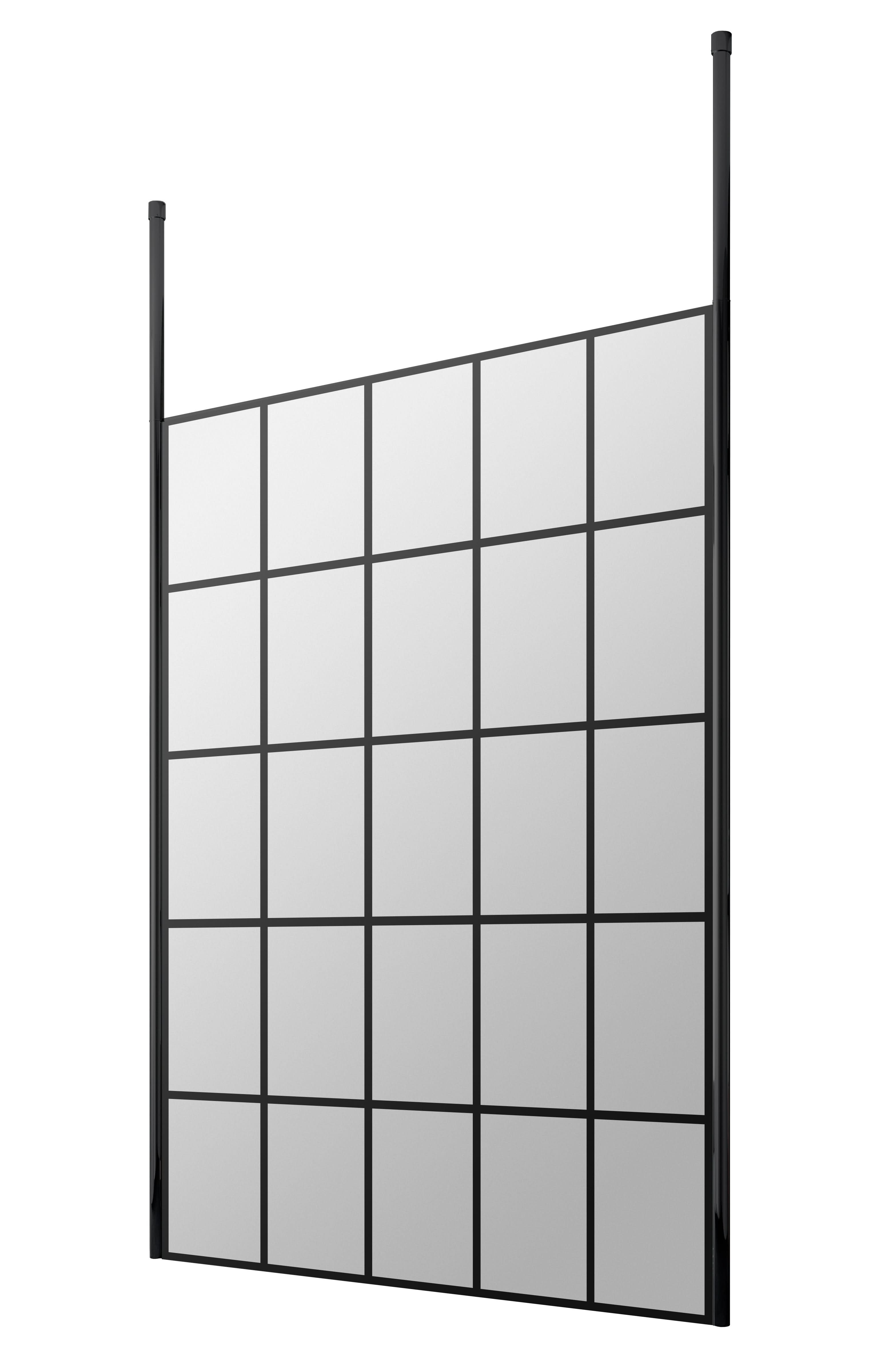 Hudson Reed 1400mm Frame Wetroom Screen with Ceiling Posts, 8mm Toughened Safety Glass, Stylish Wetroom Screens for Modern Bathrooms, Matt Black