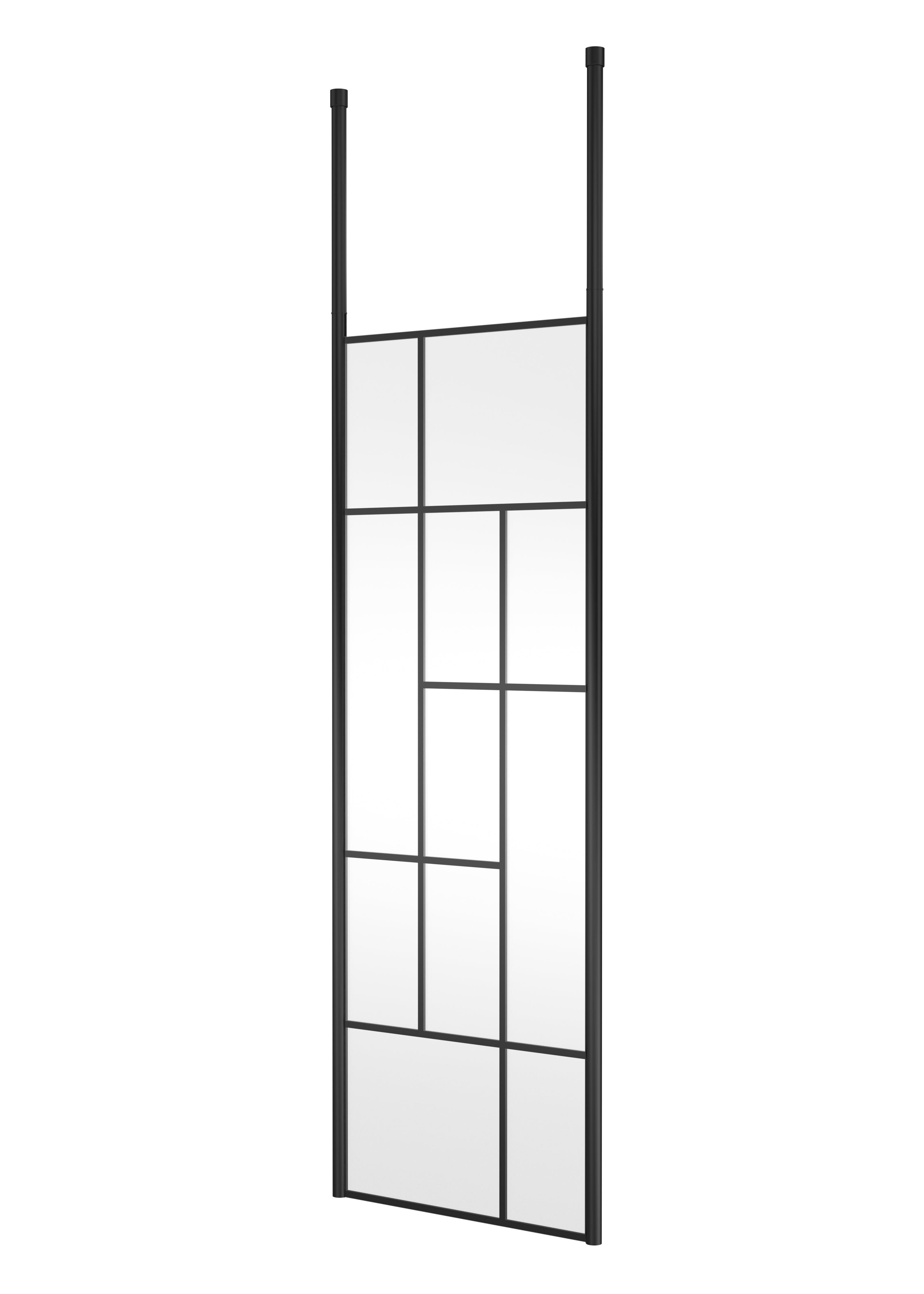 Hudson Reed Abstract 700mm Frame Wetroom Screen with Matt Black Ceiling Posts, 8mm Toughened Glass, Frameless Wetroom Screens for Designer Bathrooms