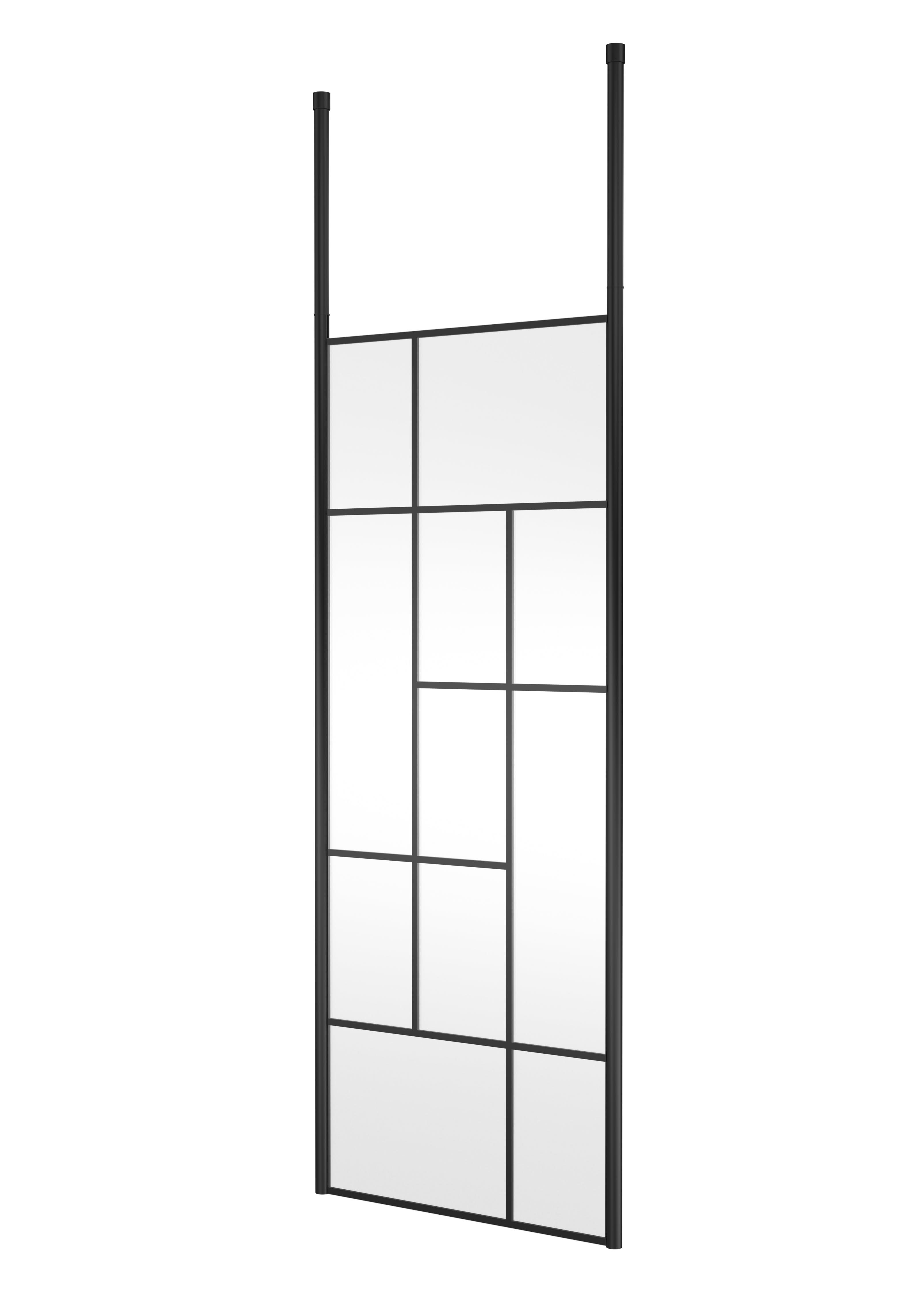 Hudson Reed Abstract 800mm Frame Wetroom Screen with Matt Black Ceiling Posts, 8mm Toughened Glass, Frameless Wetroom Screens for Designer Bathrooms