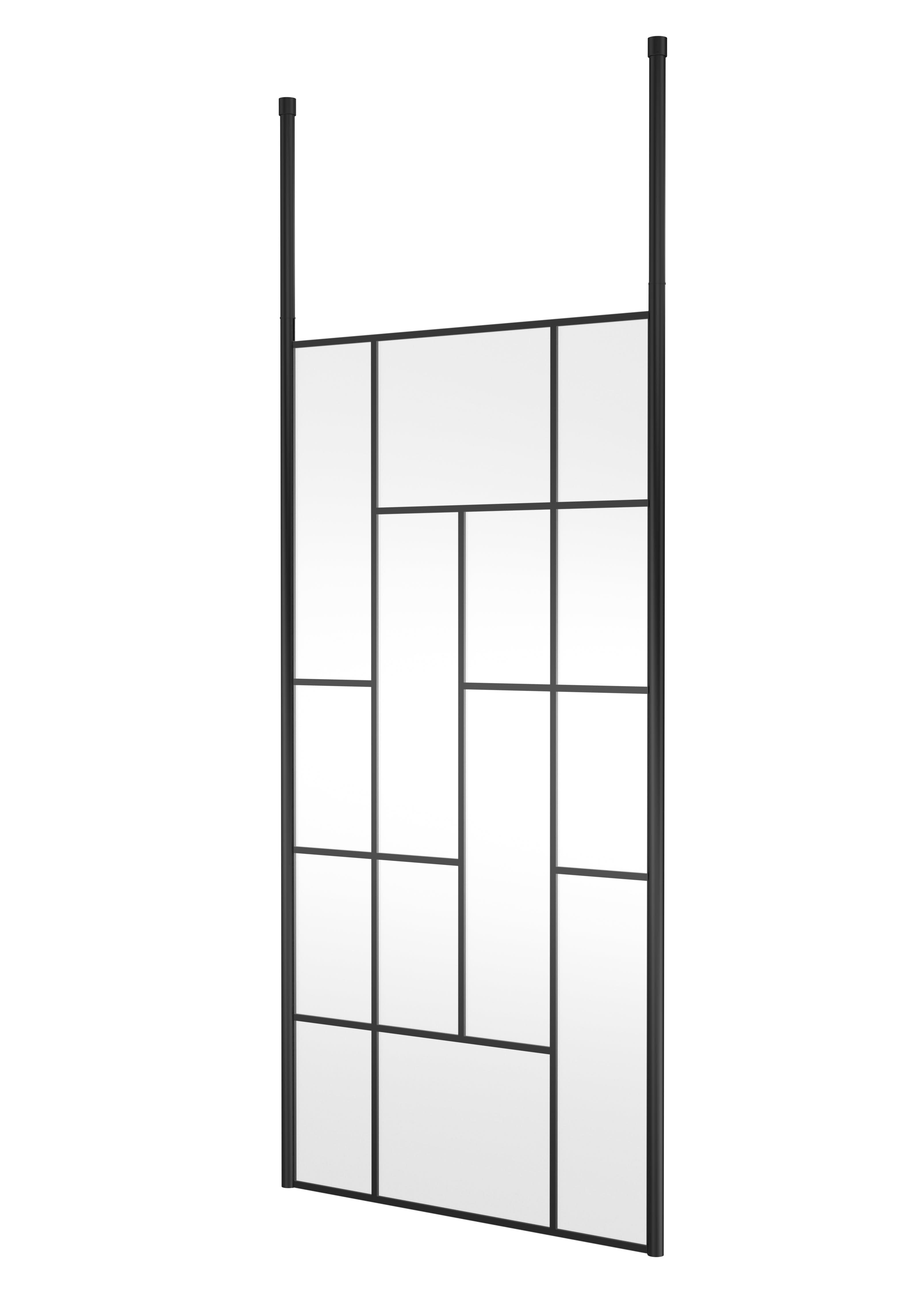 Hudson Reed Abstract 1000mm Frame Wetroom Screen with Matt Black Ceiling Posts, 8mm Toughened Glass, Frameless Wetroom Screens for Designer Bathrooms