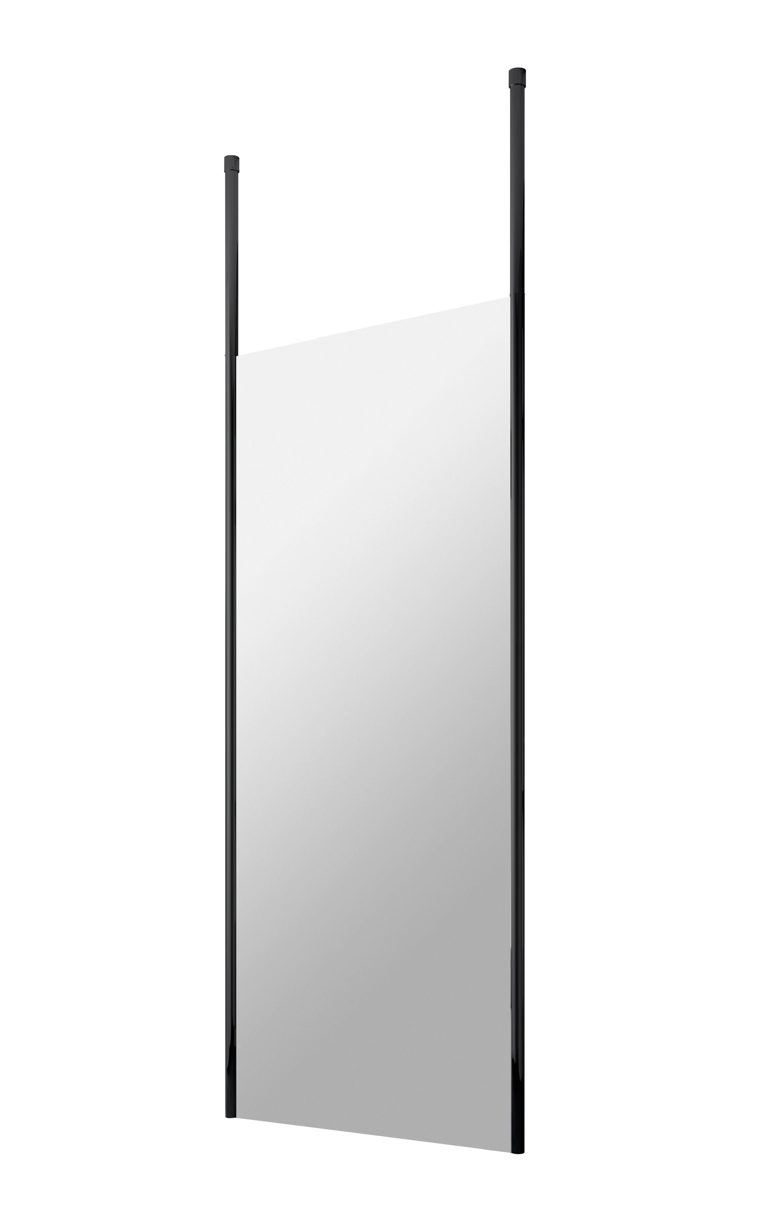 Hudson Reed 800mm Wetroom Screen with Ceiling Posts, 8mm Toughened Glass, Frameless Matt Black Wetroom Screens for Stylish Bathrooms