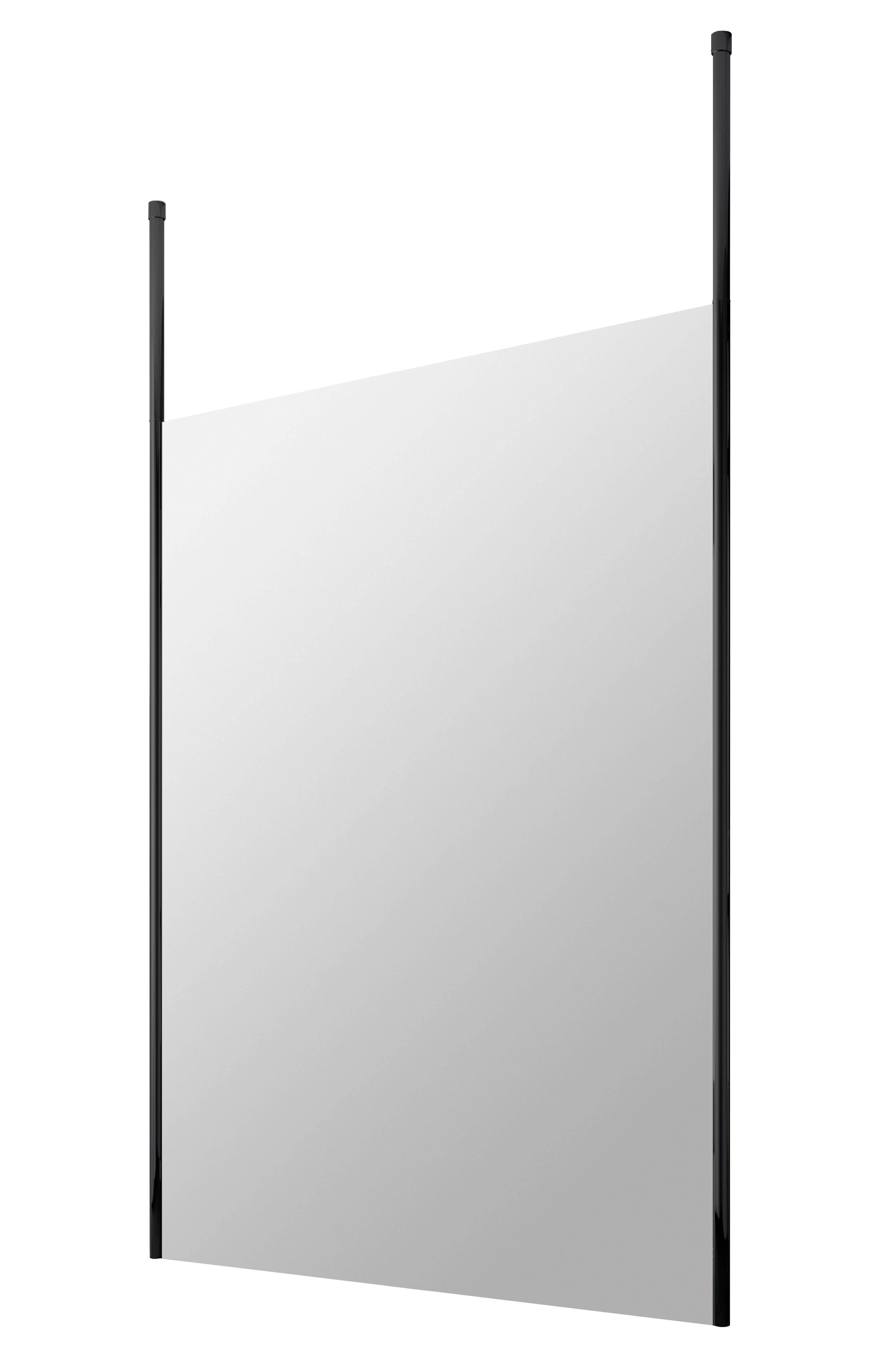 Hudson Reed 1400mm Wetroom Screen with Ceiling Posts, 8mm Toughened Glass, Frameless Matt Black Wetroom Screens for Stylish Bathrooms