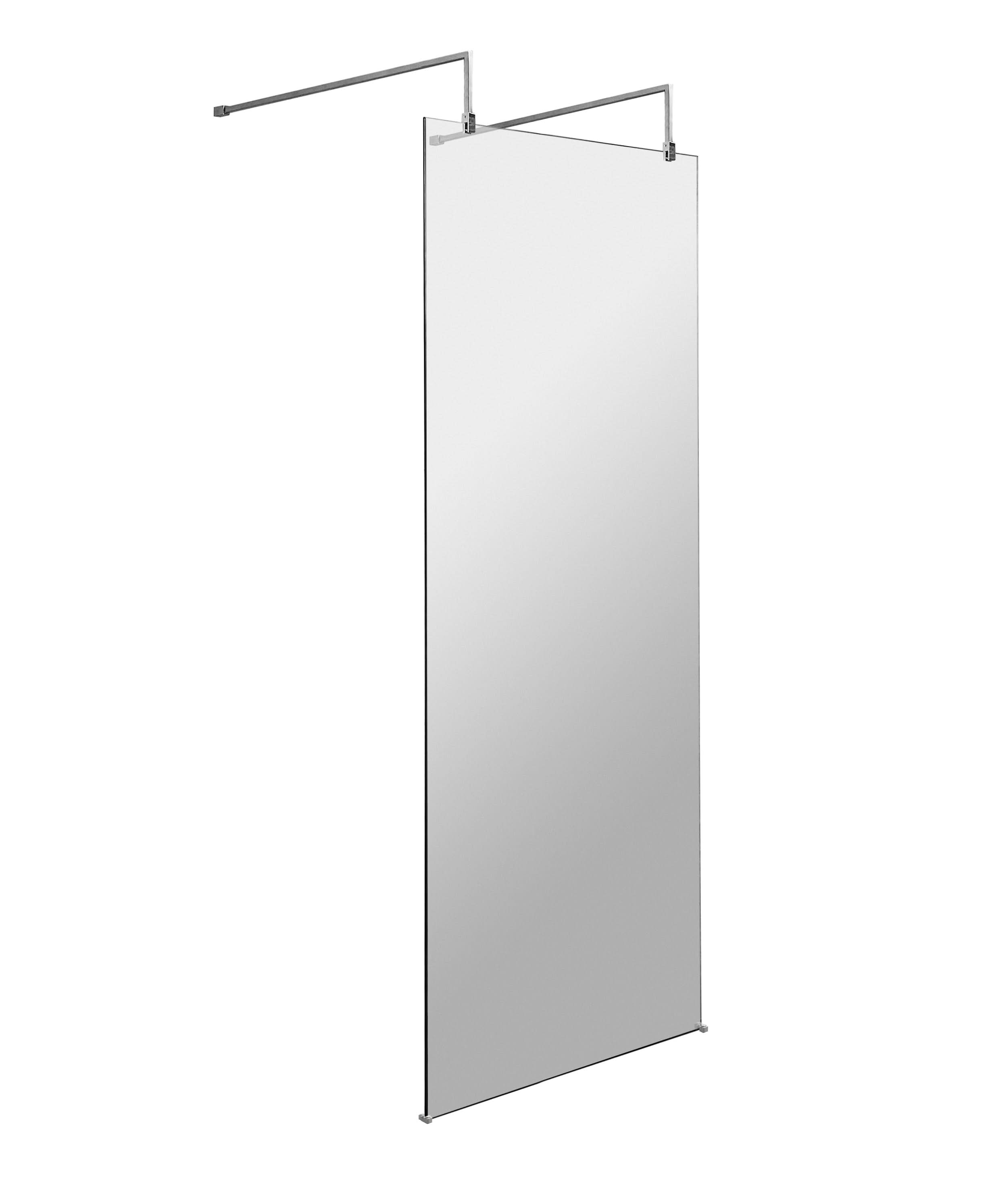 Hudson Reed 700mm Wetroom Screen with Arms and Feet, 8mm Toughened Glass, Polished Chrome Wetroom Screens, Frameless Design