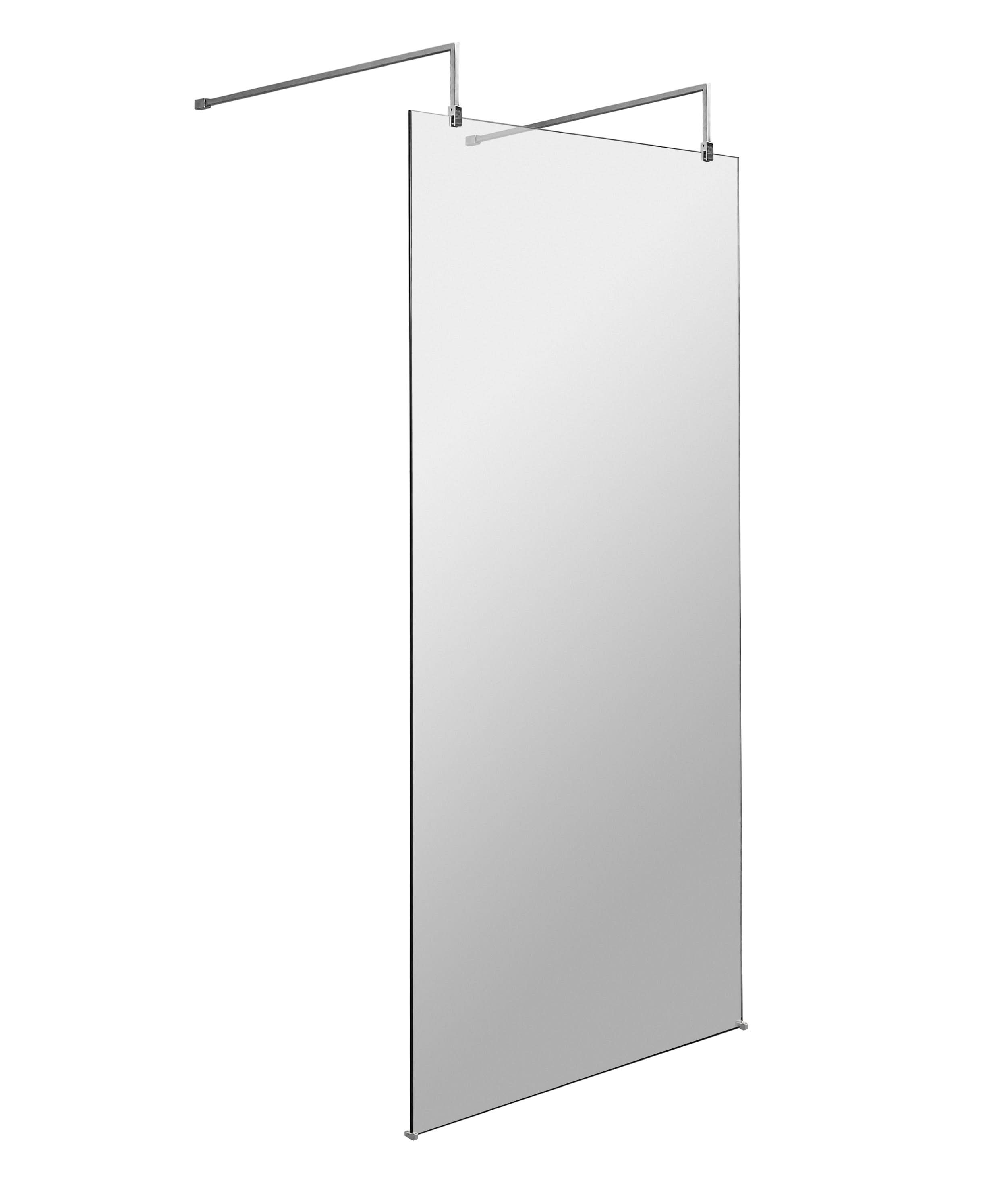 Hudson Reed 1000mm Wetroom Screen with Arms and Feet, 8mm Toughened Glass, Polished Chrome Wetroom Screens, Frameless Design