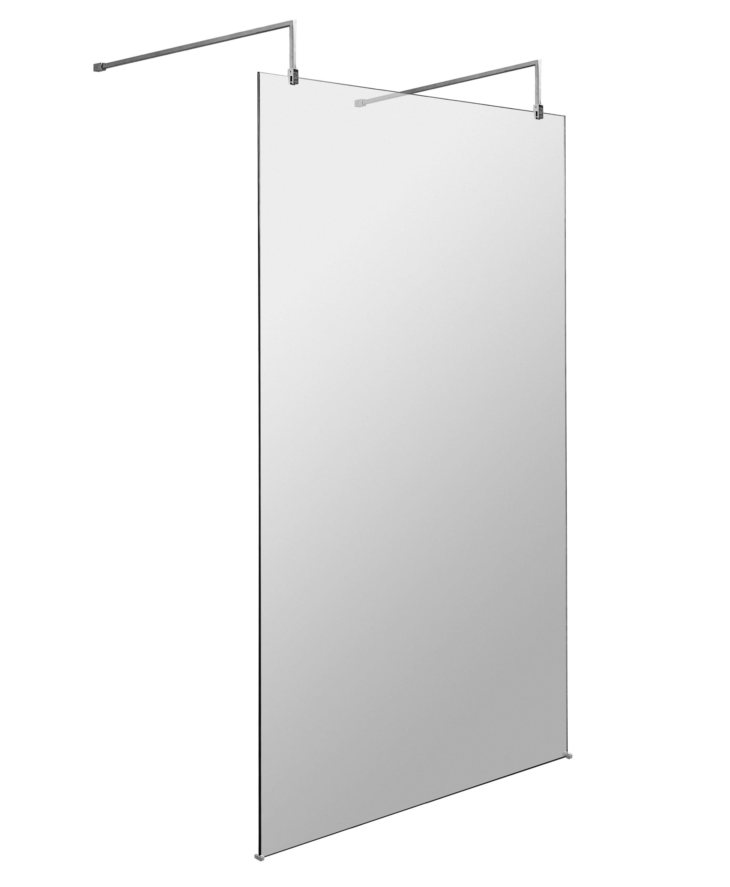 Hudson Reed 1100mm Wetroom Screen with Arms and Feet, 8mm Toughened Glass, Polished Chrome Wetroom Screens, Frameless Design