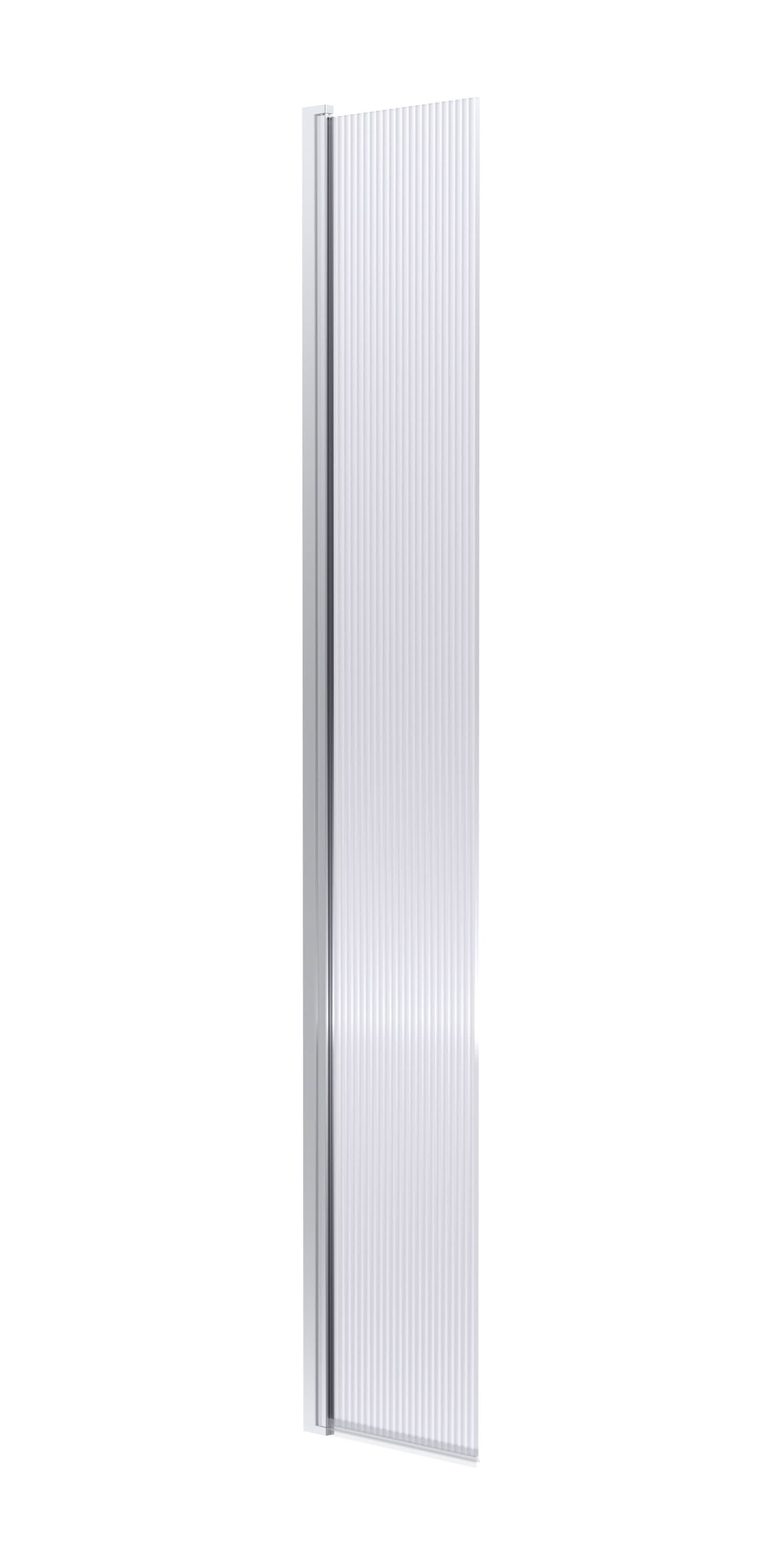 Nuie Fluted Hinged Flipper Wet Room Screen, Toughened Glass Wet Room Glass Panels & Shower Screen in Chrome, 300mm x 1850mm