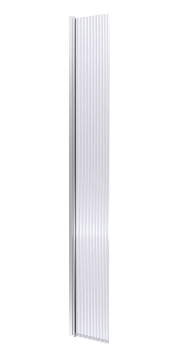 Nuie Fluted Hinged Flipper Wet Room Screen, Toughened Glass Wet Room Glass Panels & Shower Screen in Chrome, 300mm x 1950mm