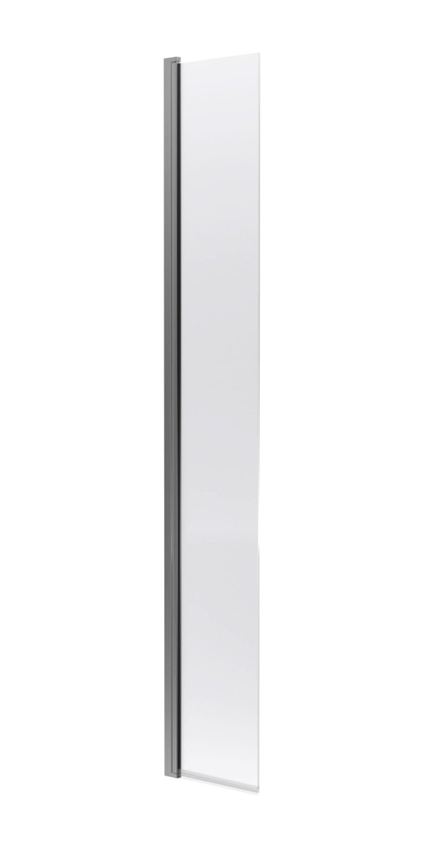 Nuie Hinged Return Screen, Durable Toughened Glass Shower Screen for Wet Room & Shower Enclosures in Brushed Pewter, 1850 x 300mm