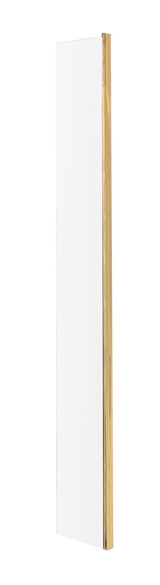 Hudson Reed Wetroom Return Screen Frameless, Durable Toughened Safety Glass Wet Room Glass Panels & Shower Screen in Brushed Brass, 215mm
