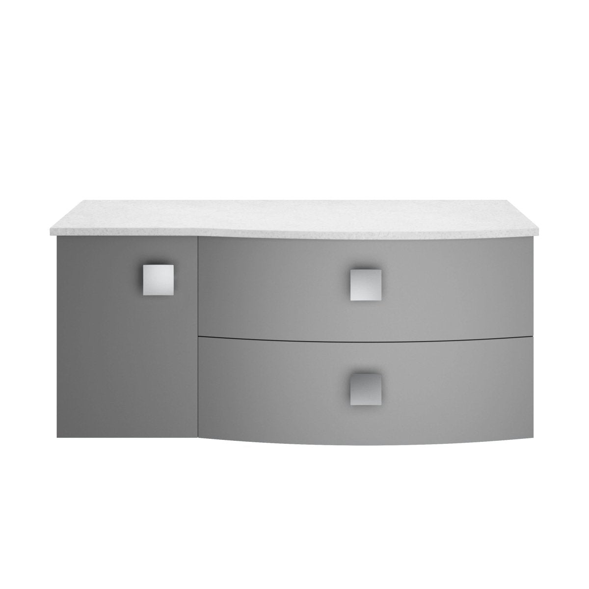 Hudson Reed Sarenna Wall Hung Right Hand 2 Drawer 1 Door White Countertop Basin Vanity Unit, Durable Soft-Close Cabinet Bathroom Furniture in Dove Grey, 1000mm