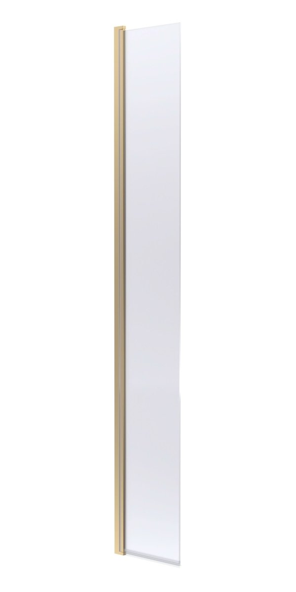 Hudson Reed Hinged Flipper Wetroom Screen, Durable Glass Wet Room Glass Panels & Shower Screen in Brushed Brass, 300mm x 1950mm