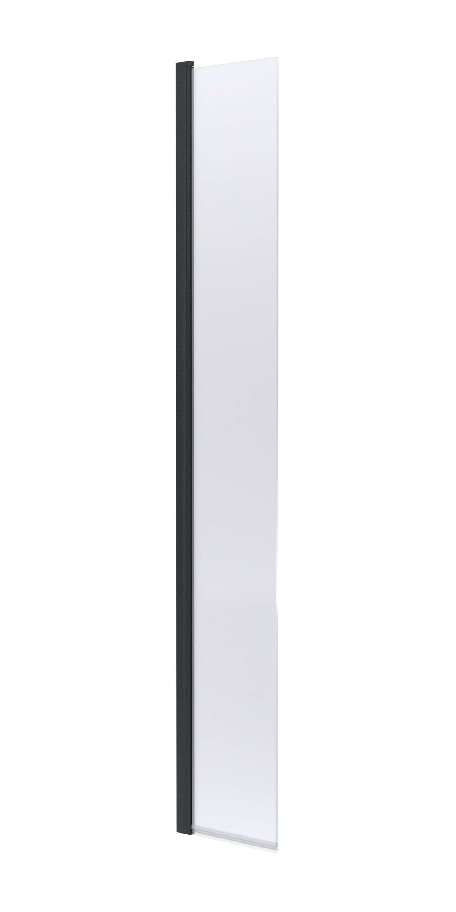Nuie Hinged Flipper Wetroom Screen, Durable Glass Wet Room Glass Panels & Shower Screen in Matt Black, 300mm x 1850mm