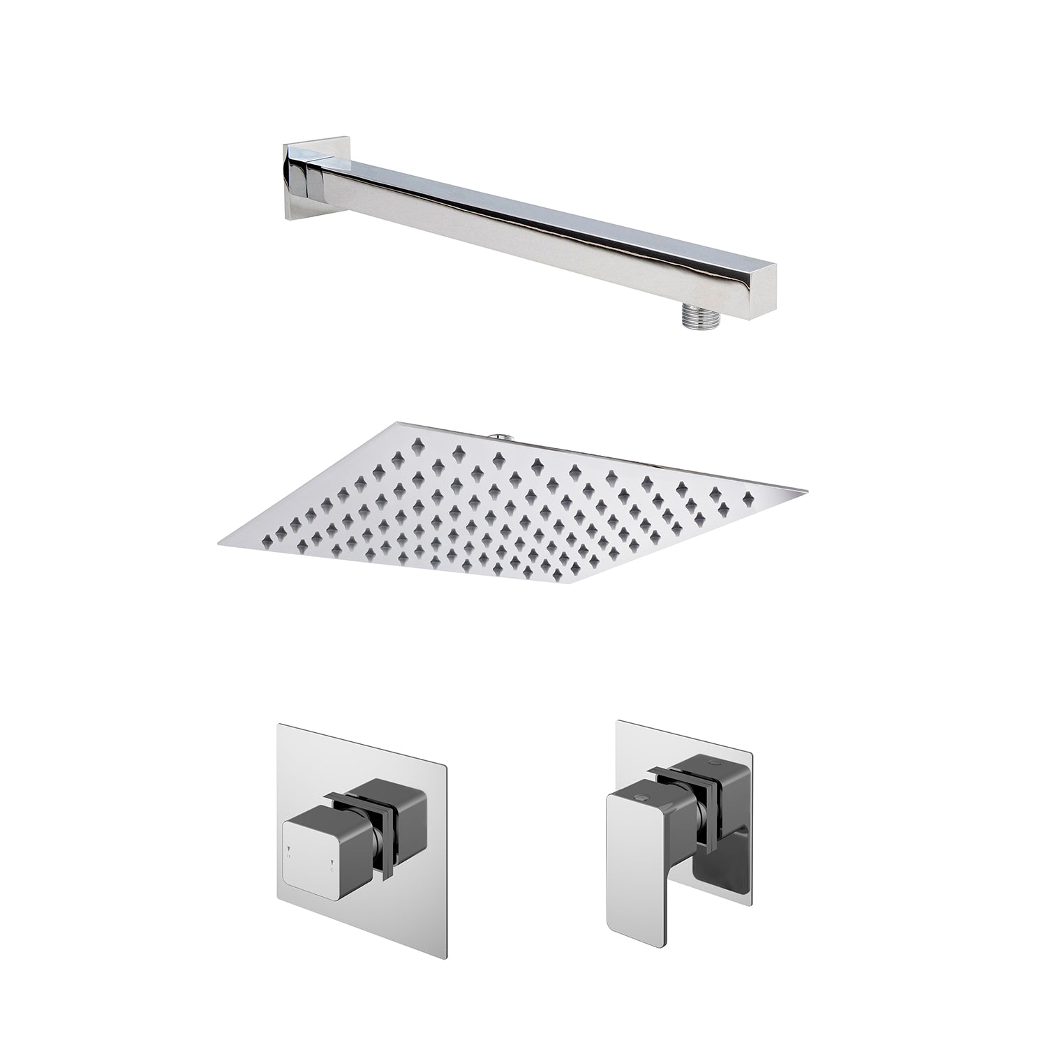 Nuie Windon 1 Outlet Concealed Shower Valve With Fixed Head And Stop Tap - Chrome