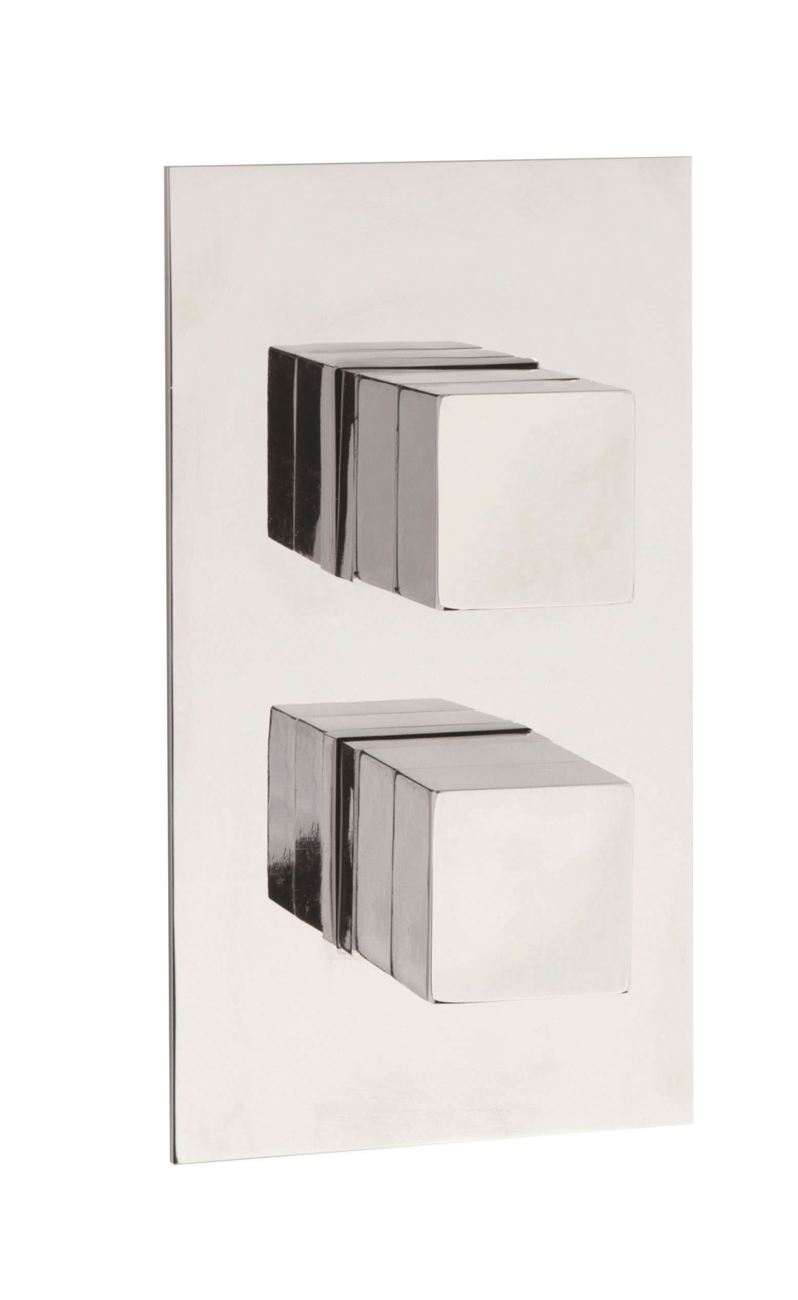 Hudson Reed Lennox Twin Thermostatic Concealed Shower Valve in 2 Square Handles, Modern and Durable Bathroom/Shower Set in Slimline Chrome Design