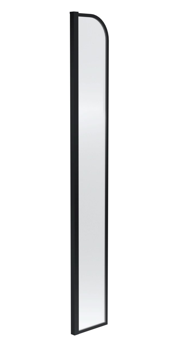 Hudson Reed Arch Return Wetroom Screen, Durable Toughened Safety Glass Frameless Glass Wet Room Panel in Matt Black, 230mm