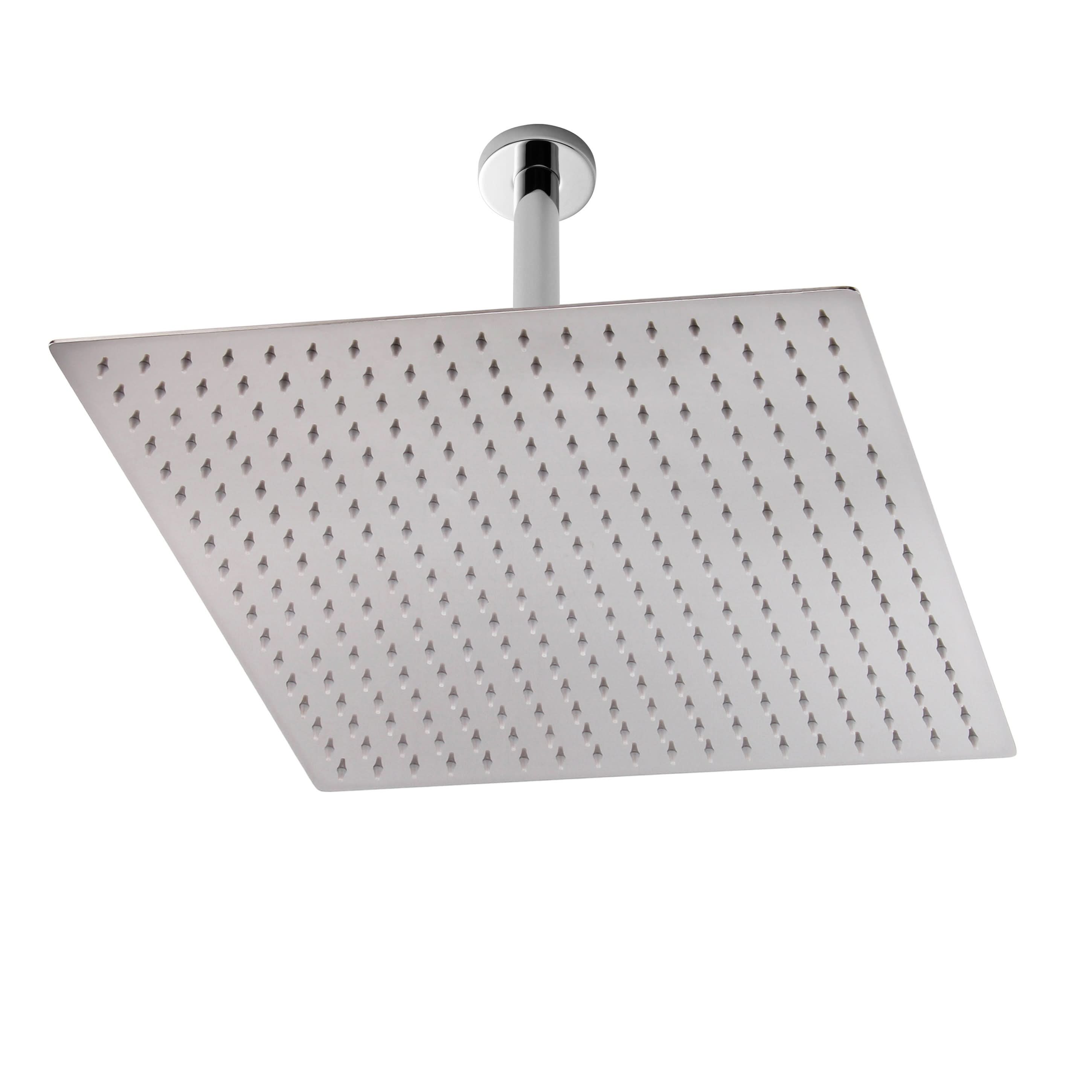 Hudson Reed Fixed Shower Heads Ceiling Mounted Head & Arm, Square Design, Shower Accessories, Chrome, 400mmX400mm