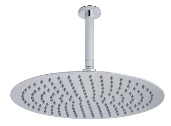 Hudson Reed Fixed Shower Heads Ceiling Mounted Head & Arm, Round Minimalist Design, Shower Accessories, Chrome,  400mm Diameter