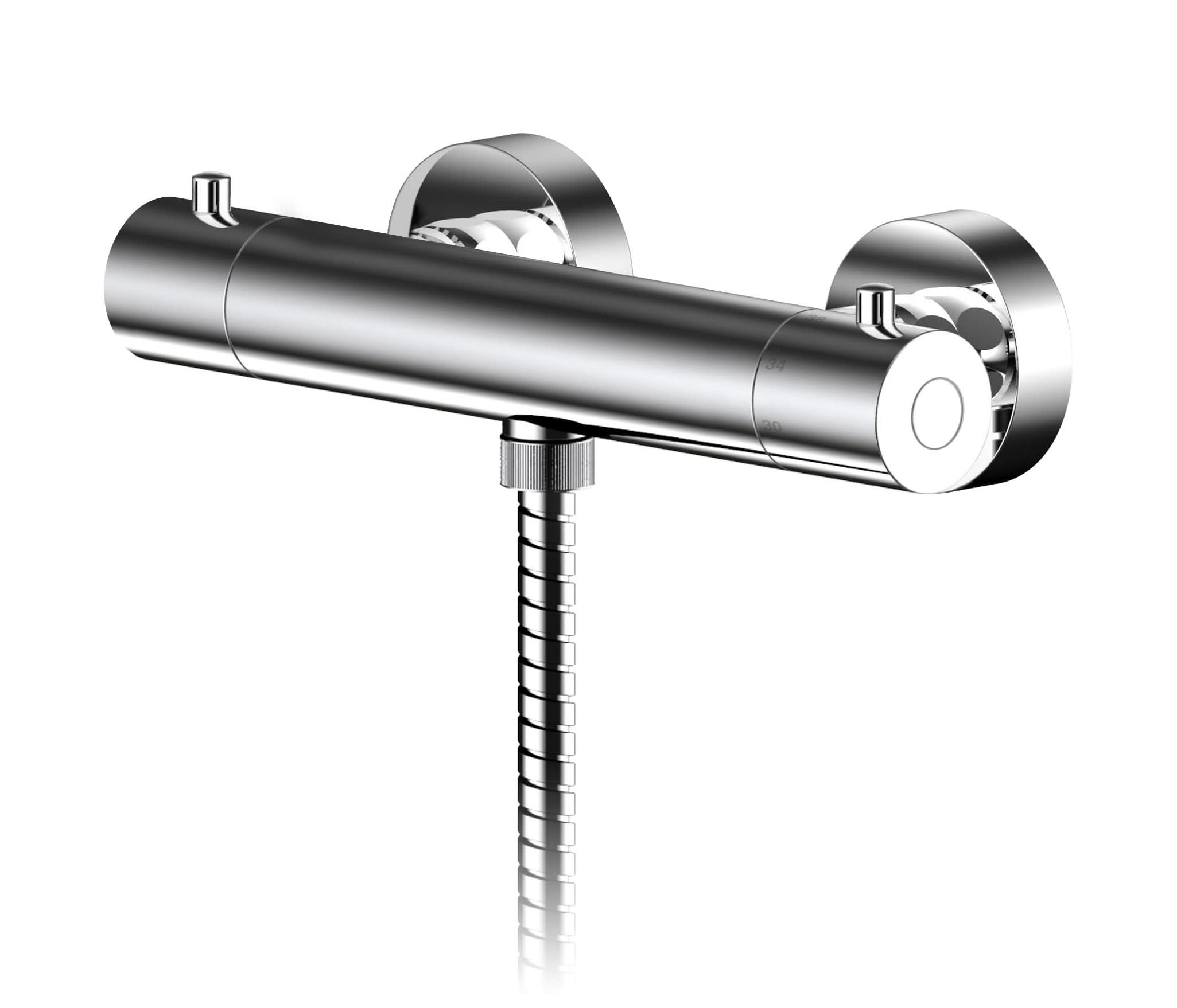 Nuie Binsey Bottom Outlet Round Thermostatic Bar Shower Valve - Chrome