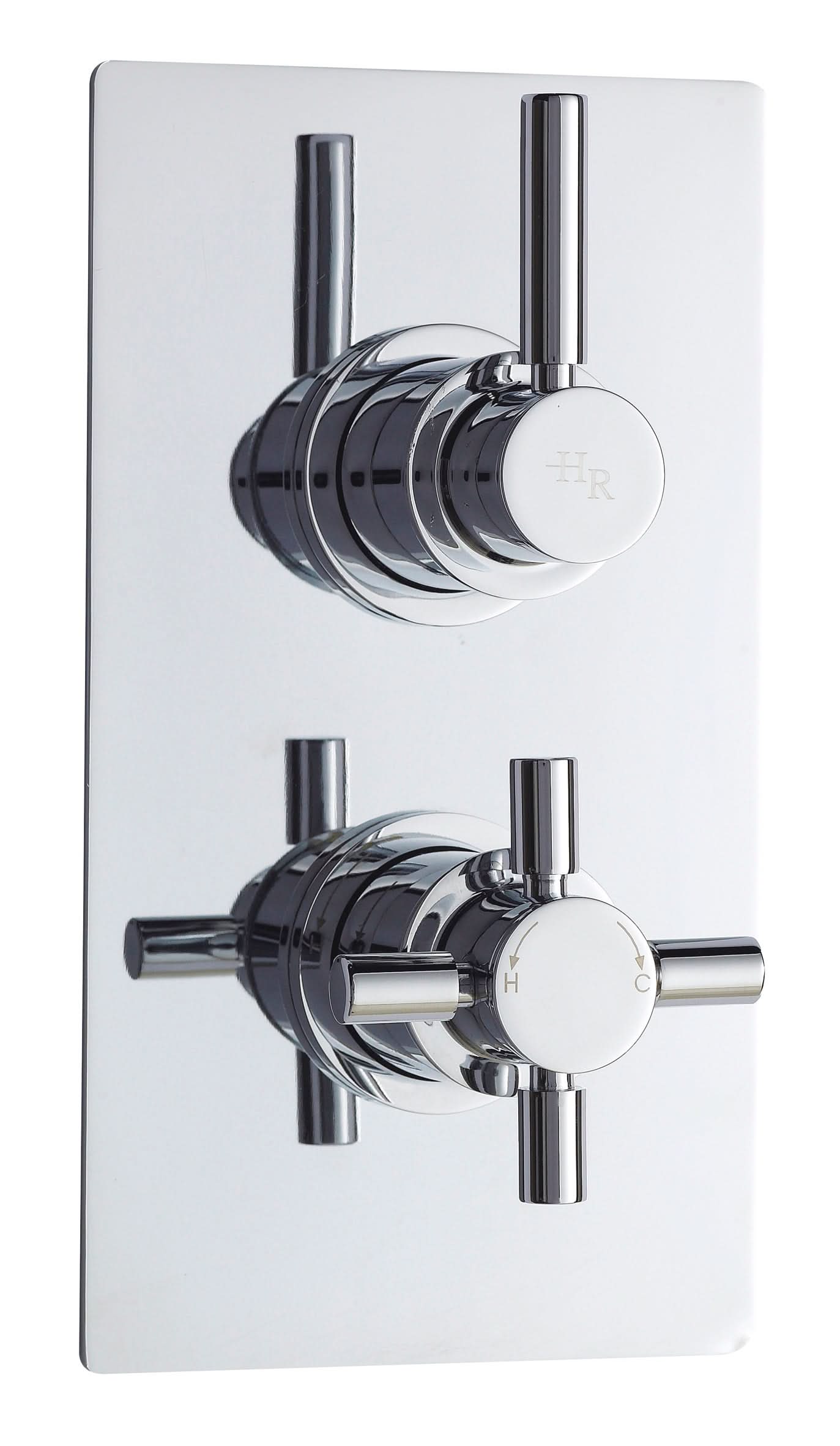 Hudson Reed Tec Pura Twin Thermostatic Shower Valve with Diverter, Thermostatic Shower with Accurate Flow Control, Chrome