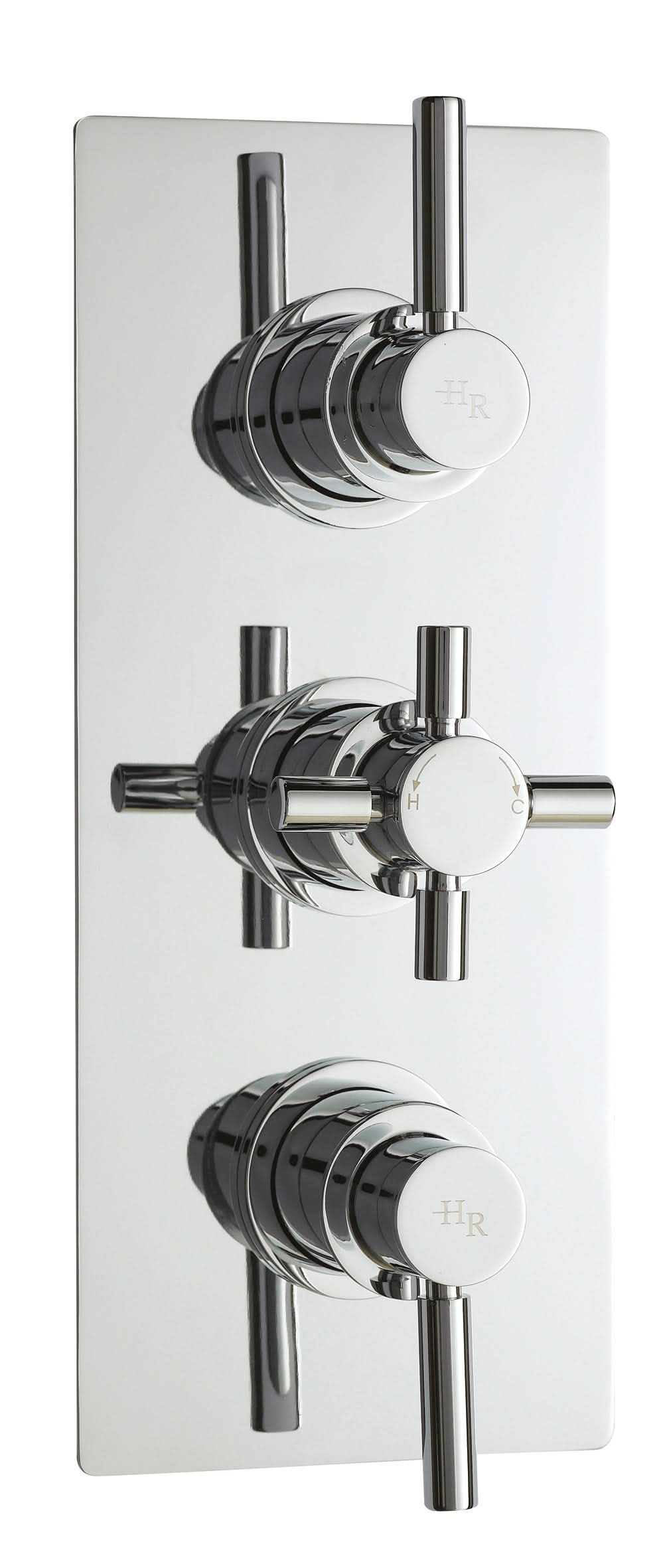 Hudson Reed Tec Pura Tripple Thermostatic Shower Valve with Diverter, Thermostatic Shower with Accurate Flow Control, Chrome