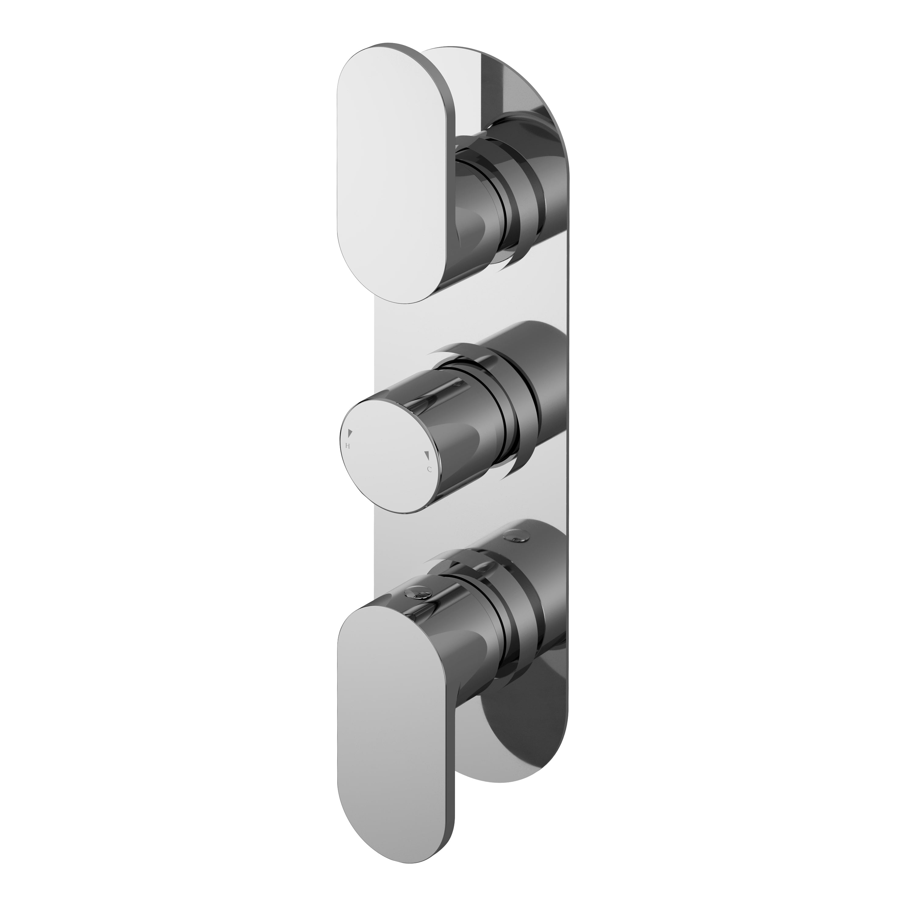 Nuie Binsey Triple Handle Thermostatic Concealed Shower Valve - Chrome