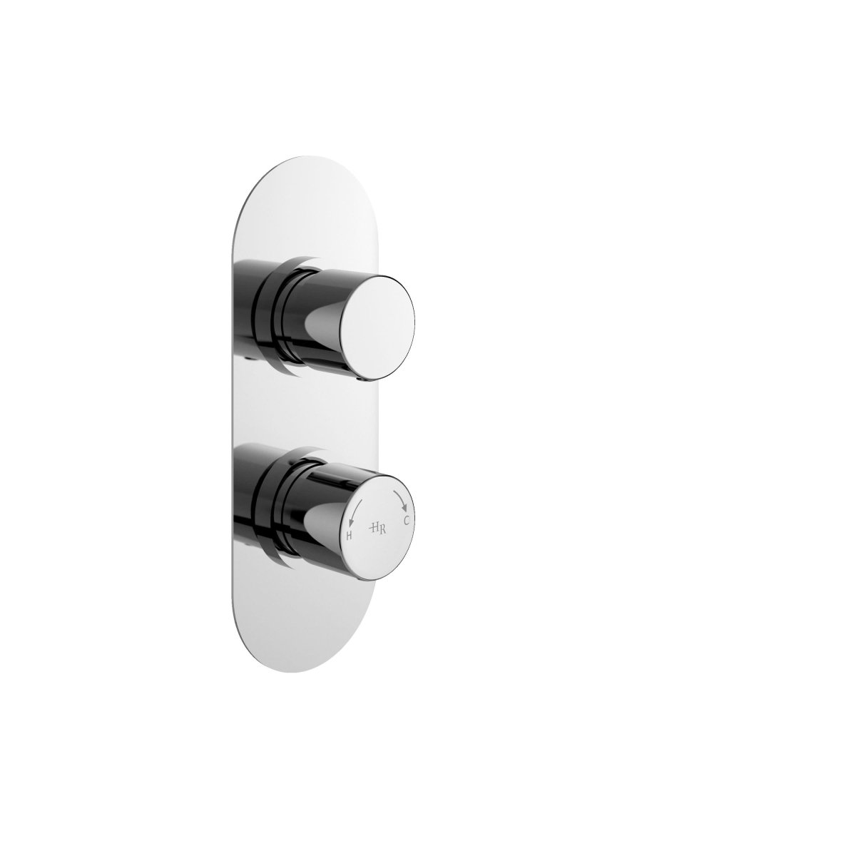 Hudson Reed Twin Thermostatic Concealed Shower Valve, Durable Round Backplate 2 Handle, Modern Shower Accessories with Vertical/Horizontal Fit in Chrome Finish