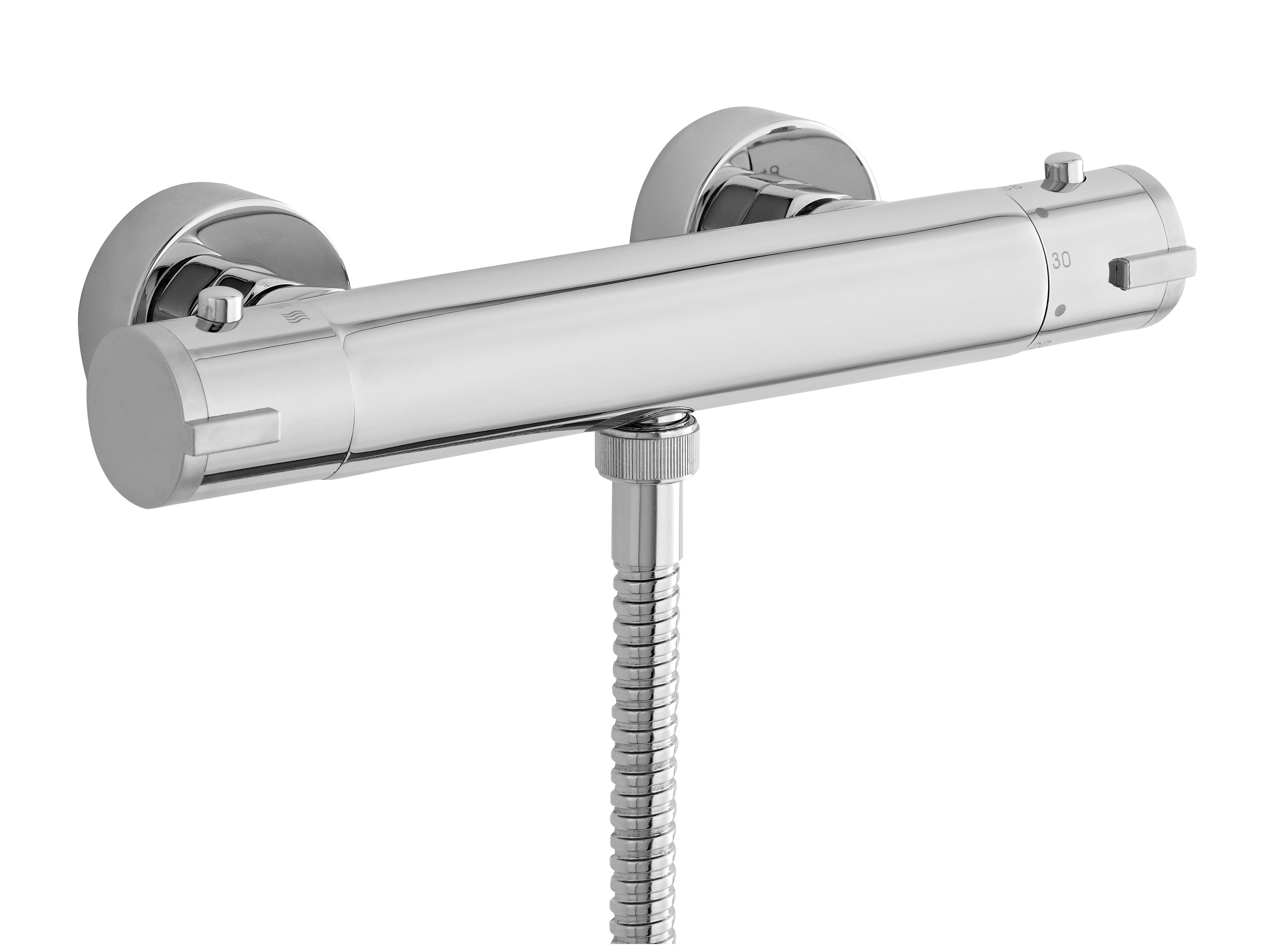 Nuie Bottom Outlet Minimalist Thermostatic Bar Shower Valve - Chrome