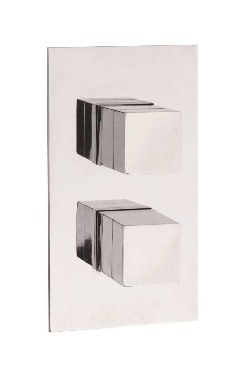 Hudson Reed Lennox Twin Thermostatic Concealed Shower Valve with Diverter in 2 Square Handles, Modern and Durable Bathroom/Shower Set in Slimline Chrome Design