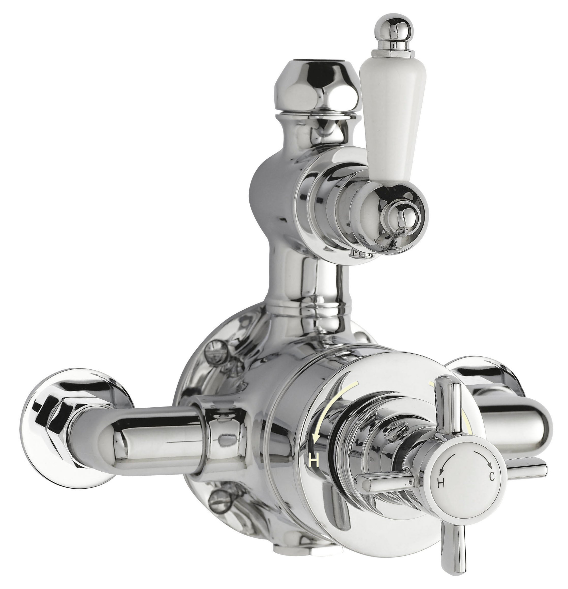 Nuie Edwardian Dual Handle 1 Outlet Exposed Shower Valve - Chrome