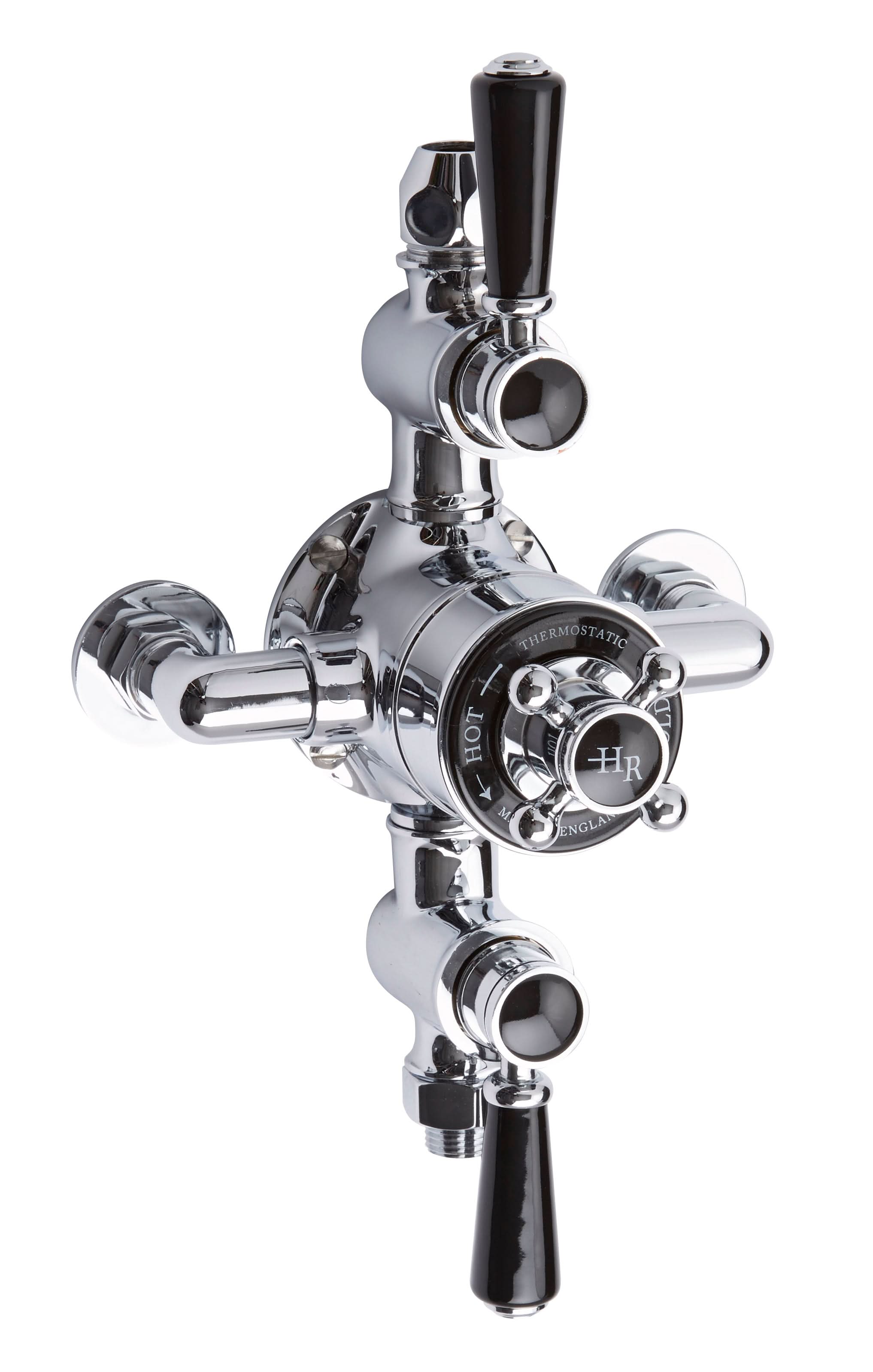 Old London Topaz Triple Exposed Shower Valve, Shower Valves for Btahroom Shower, Chrome & Black