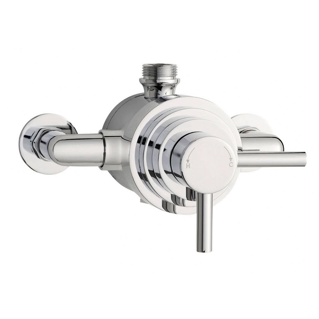 Hudson Reed Tec Dual Exposed Thermostatic Round Shower Valve with Lever Handles, Best Brass Build Exposed Shower Valve for Precise Flow in Chrome