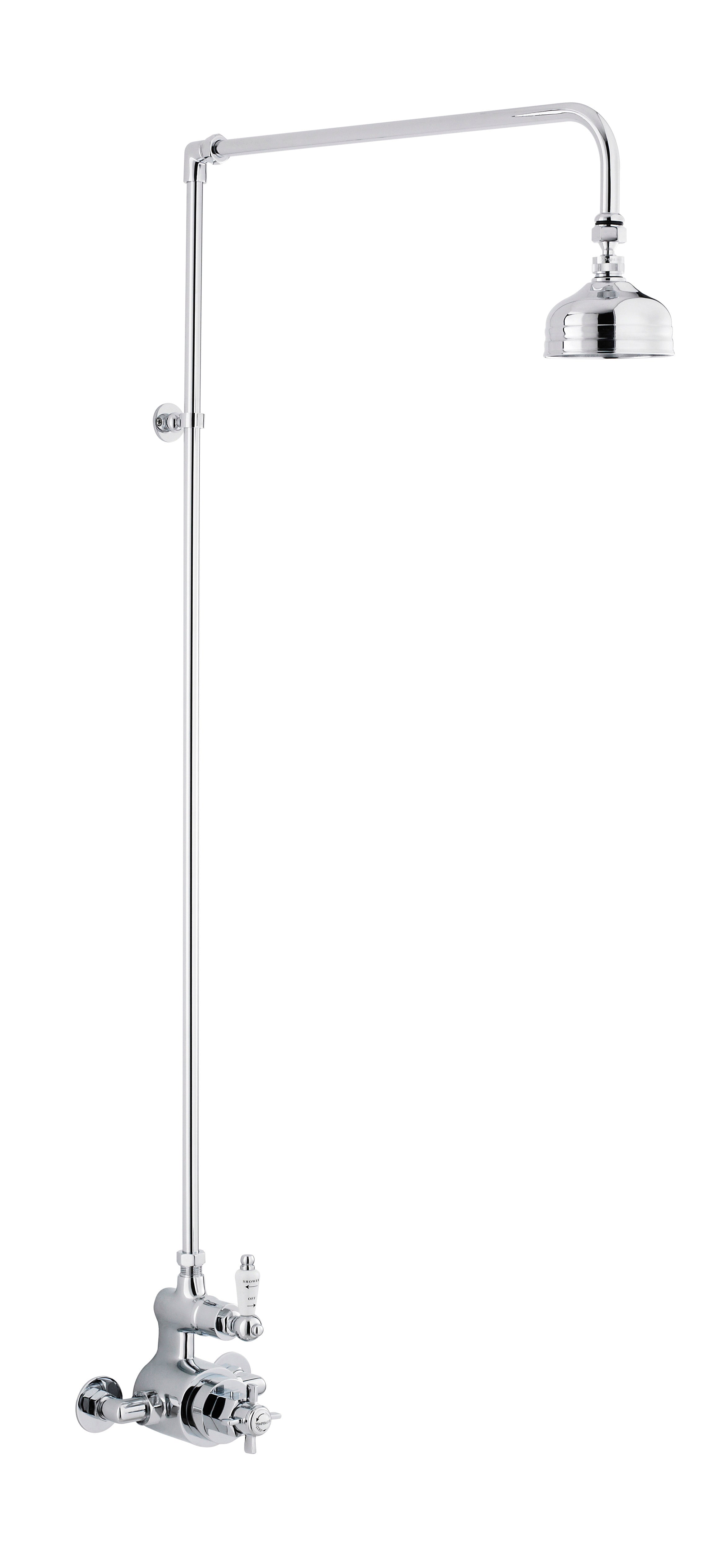 Nuie Edwardian Thermostatic Exposed Shower Valve With Rigid Riser Kit - Chrome